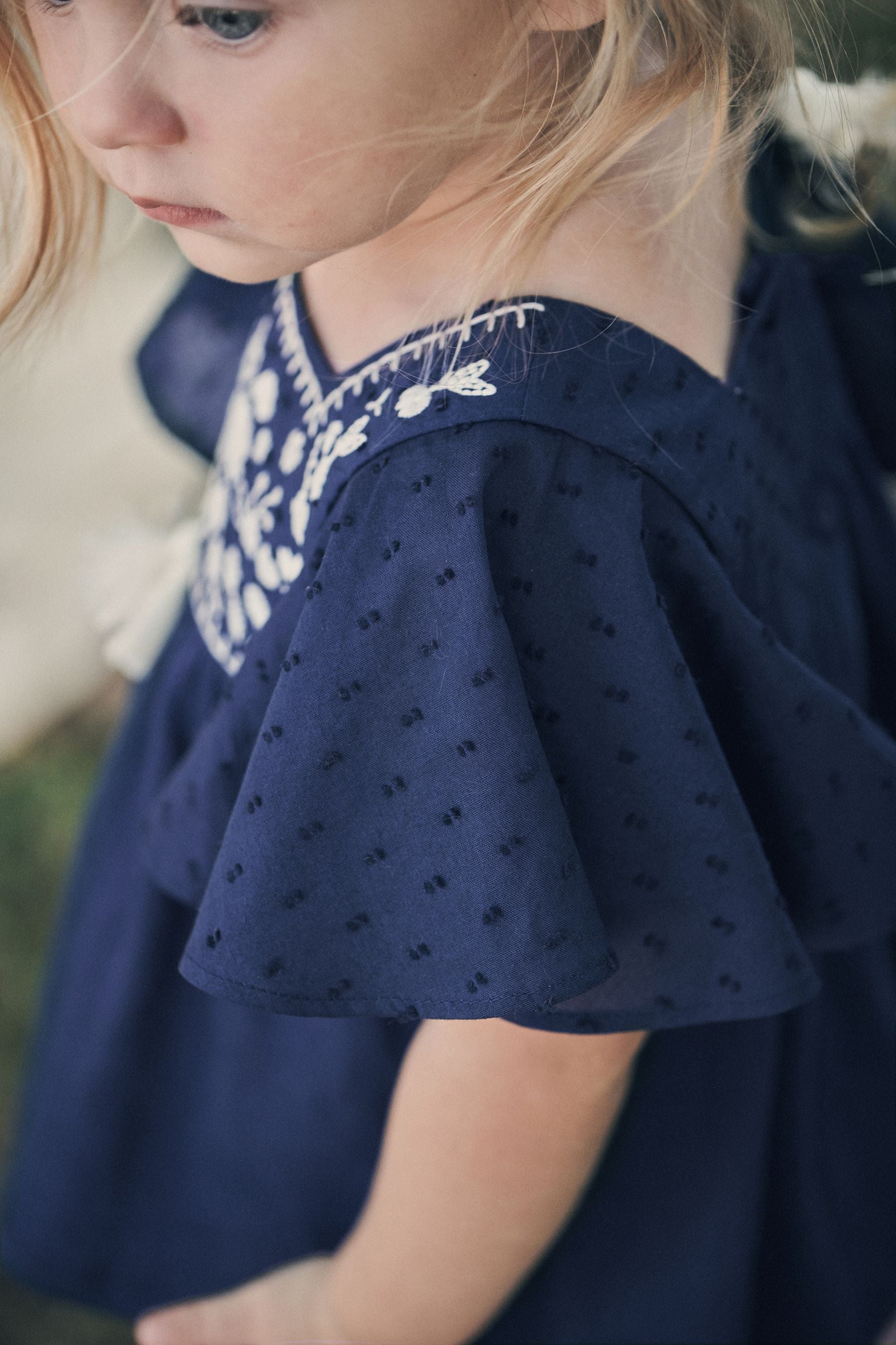 Navy Blue Jersey Tassel Blouse (3mths-7yrs)