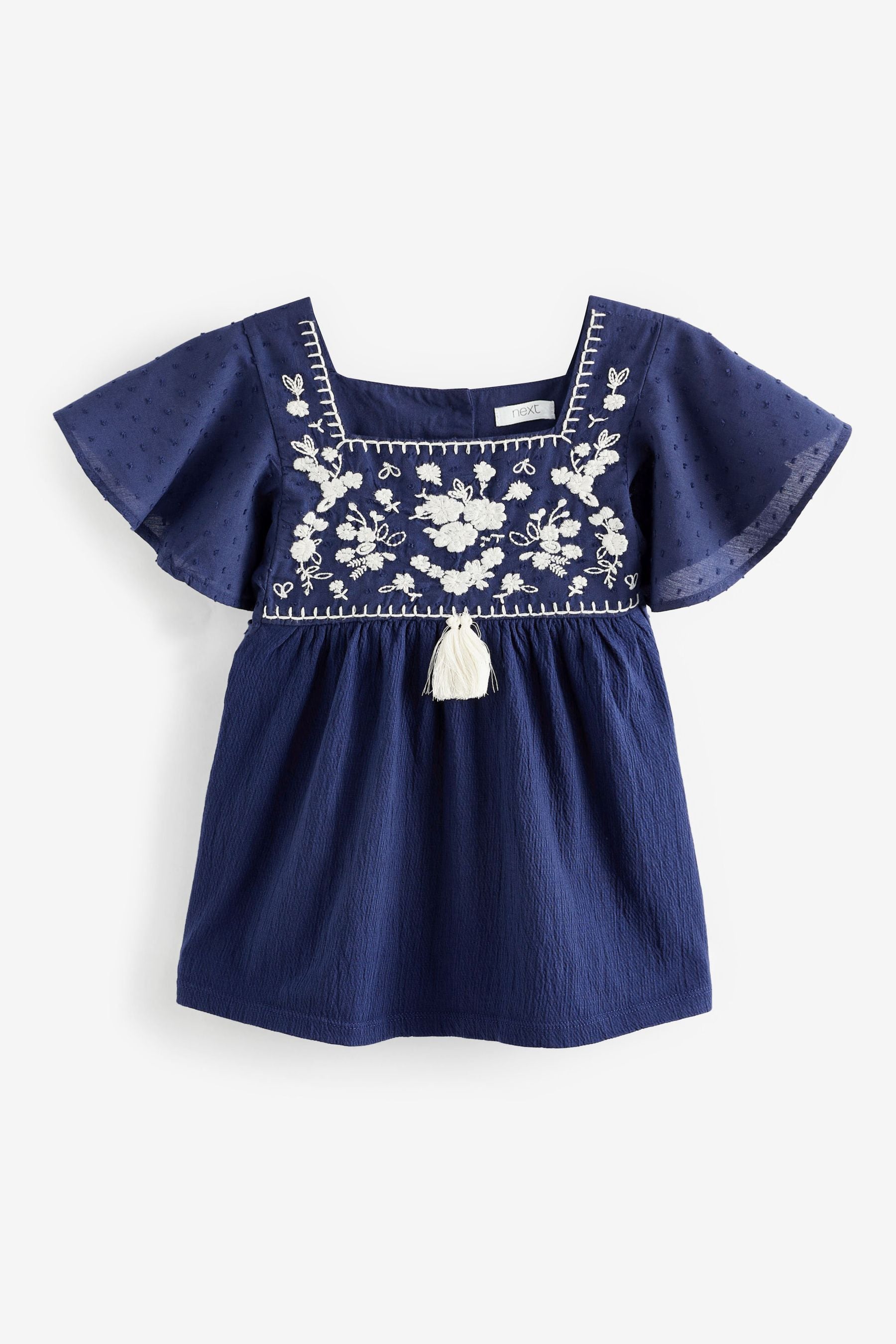 Navy Blue Jersey Tassel Blouse (3mths-7yrs)