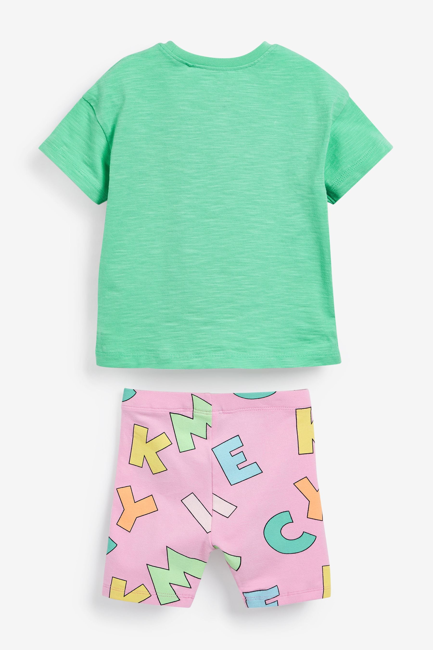 Minnie Mouse Green Oversized T-Shirt & Cycling Shorts Set (3mths-7yrs)