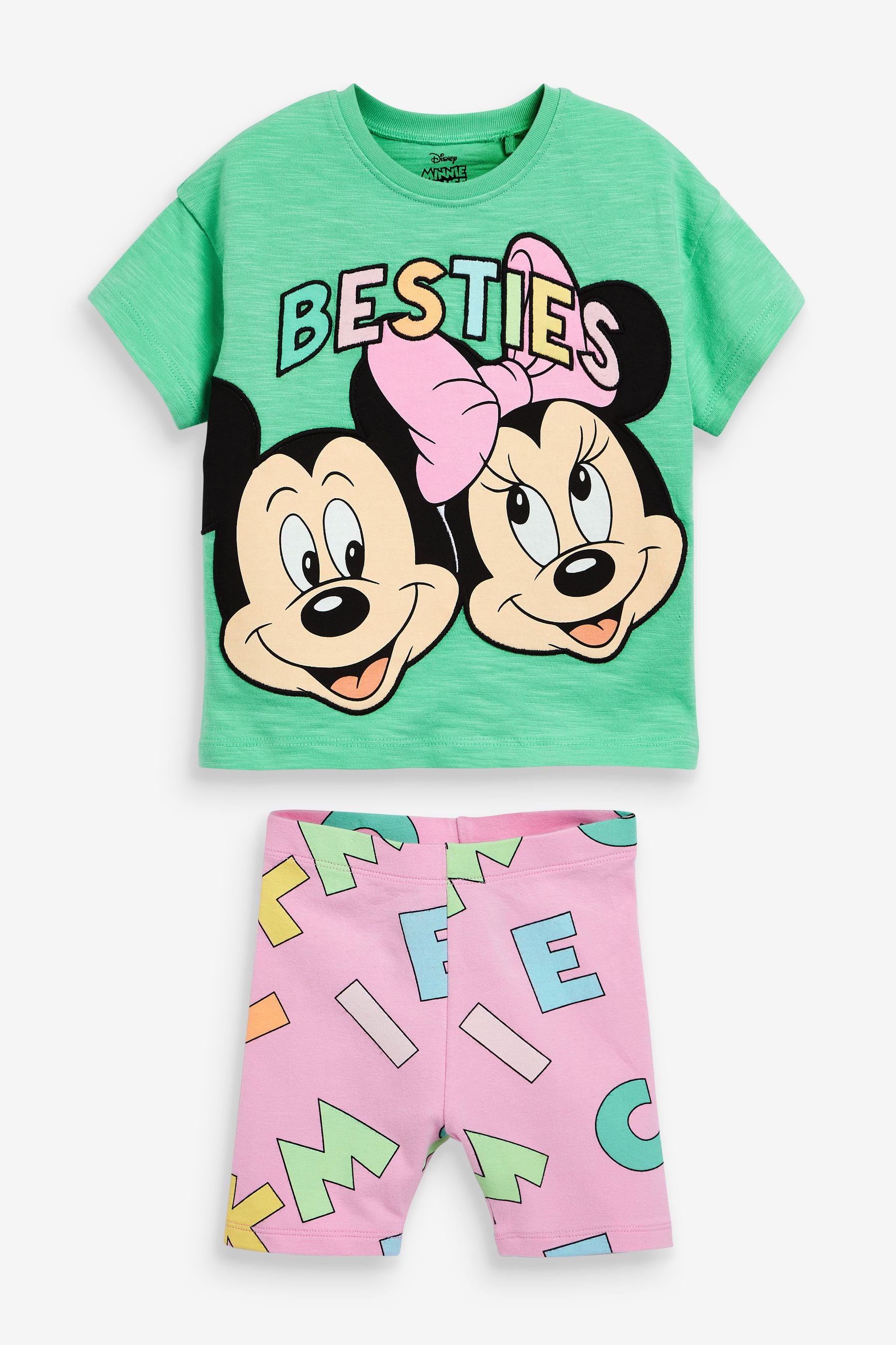 Minnie Mouse Green Oversized T-Shirt & Cycling Shorts Set (3mths-7yrs)