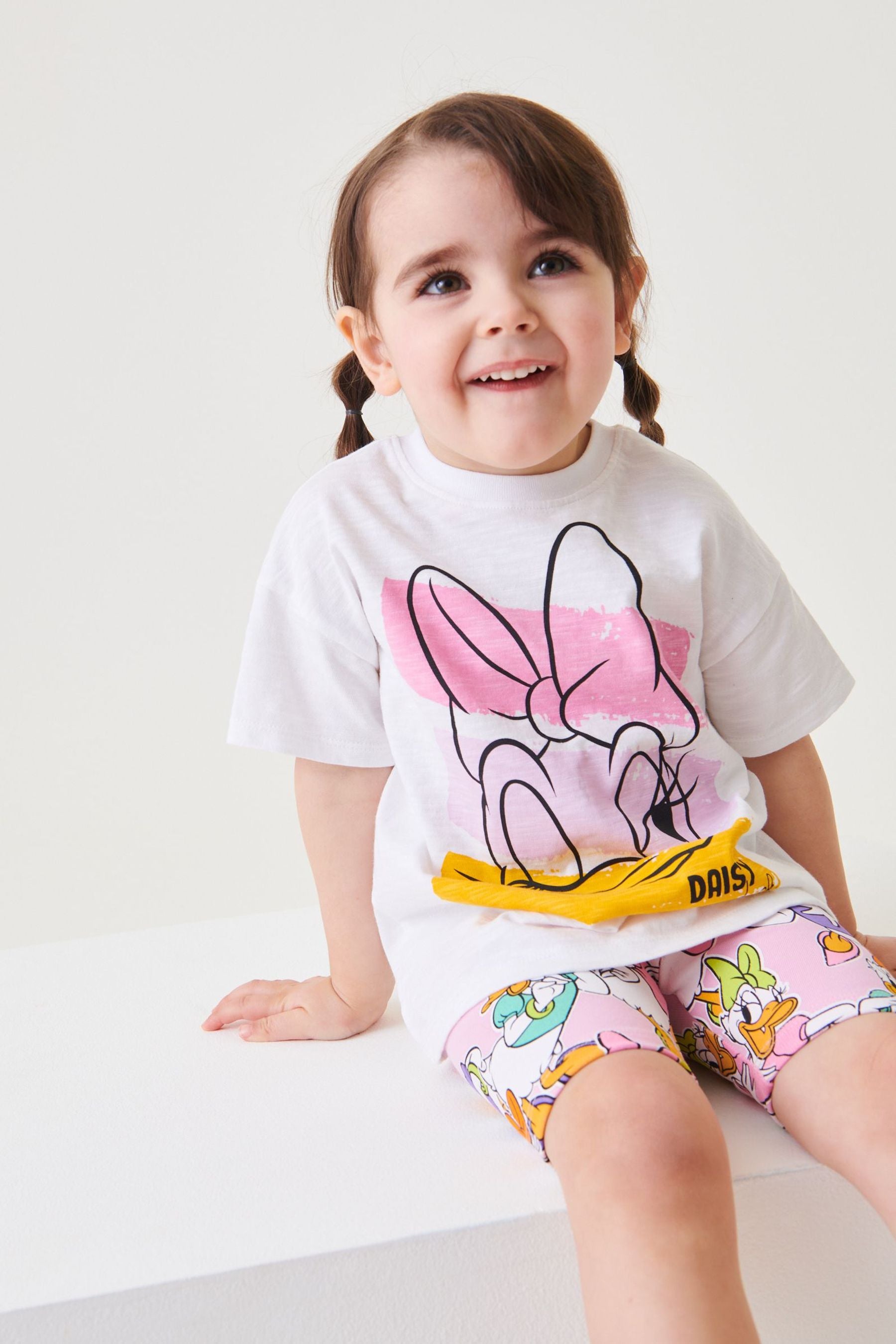 Daisy Duck White/Pink Oversized T-Shirt & Cycling Shorts Set (3mths-7yrs)