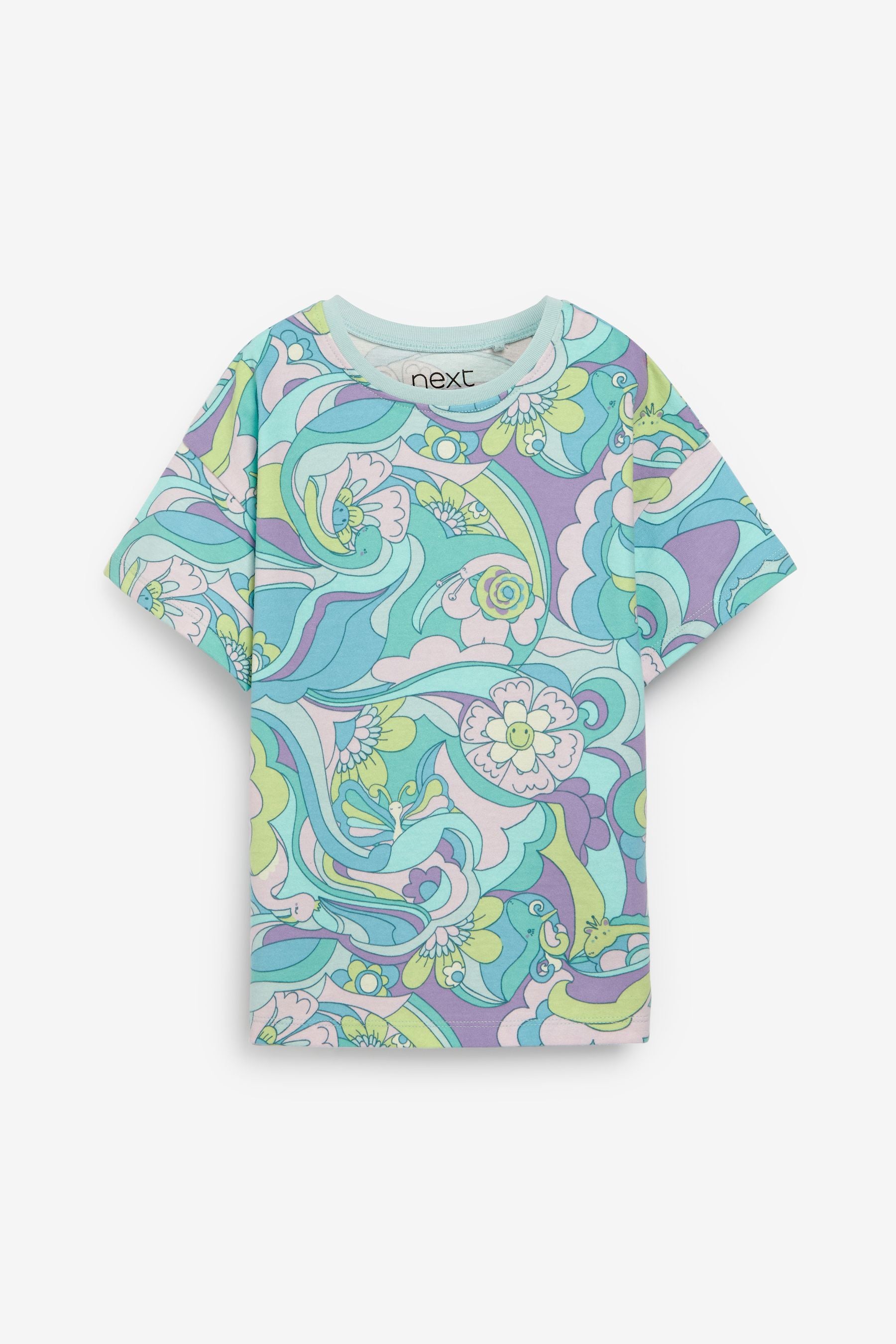 Green/Purple Wavy Longline T-Shirt (3mths-7yrs)