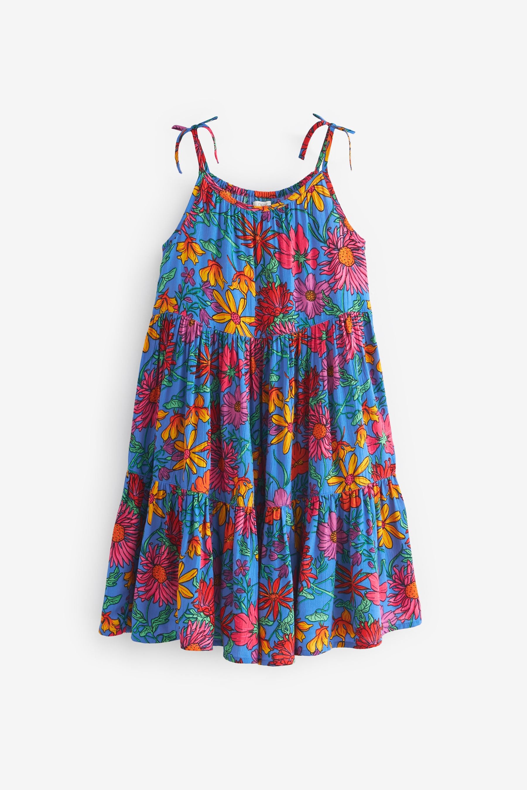 Cobalt Blue Floral Tiered Dress (3-16yrs)