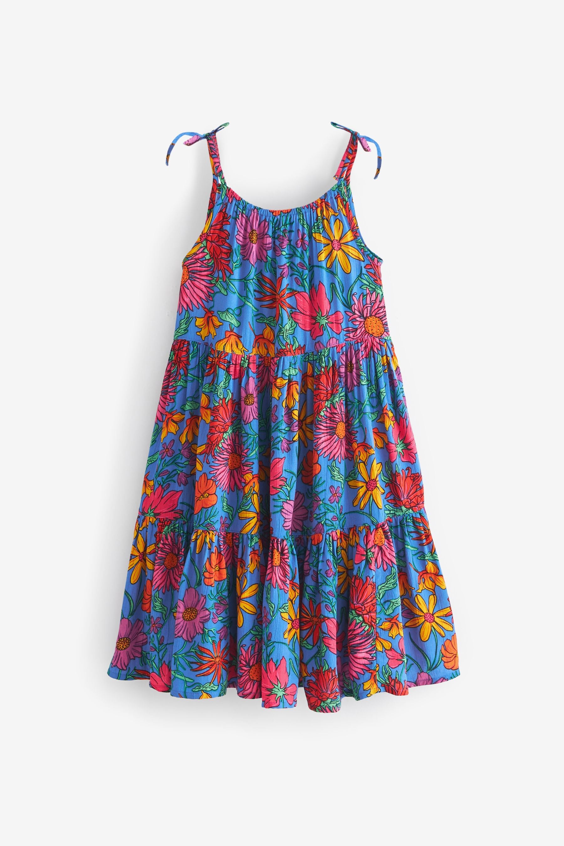 Cobalt Blue Floral Tiered Dress (3-16yrs)