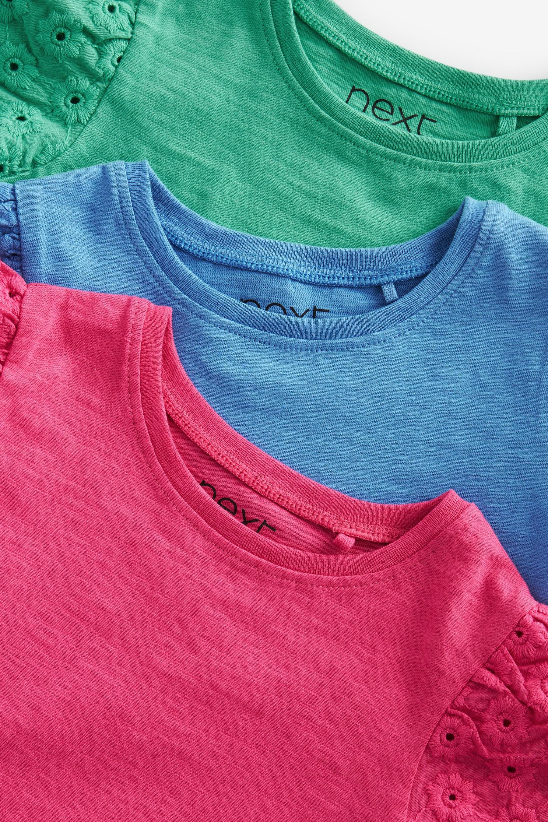 PInk/Blue/Green 3 Pack Cotton T-Shirts (3mths-7yrs)