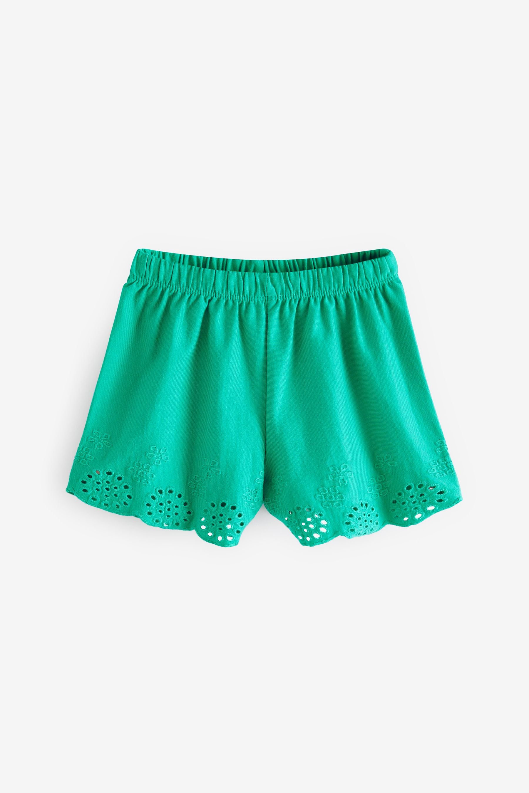 Pink/Blue/Green Jersey Broderie Shorts 3 Pack (3mths-8yrs)