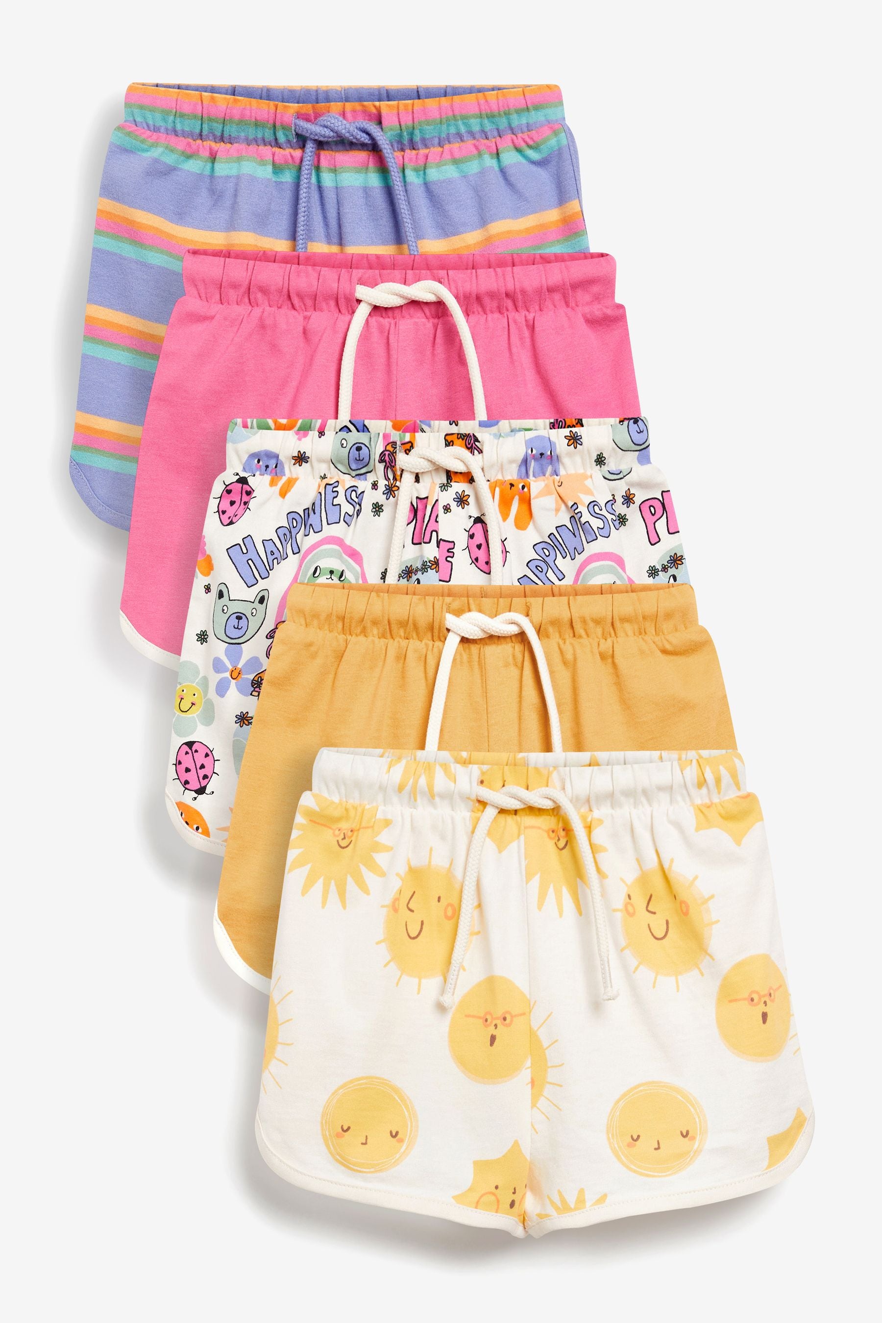 Multi Retro 5 Pack Jersey Shorts (3mths-7yrs)