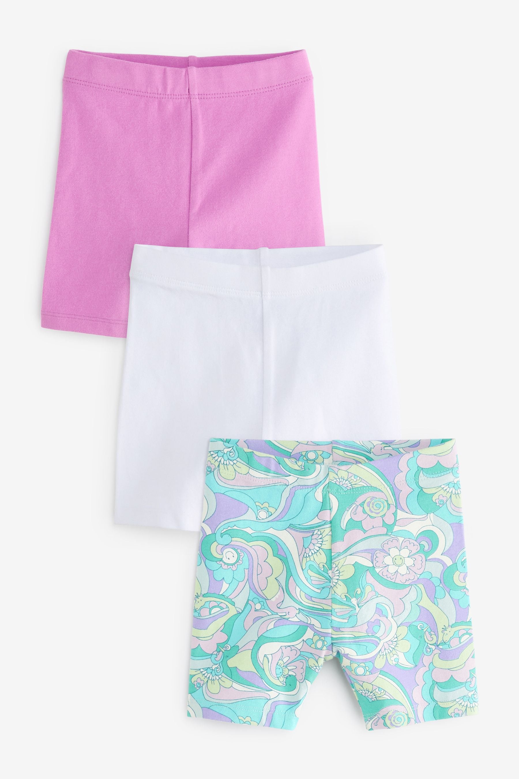 Lilac Purple Swirl 3 Pack Jersey Cycling Shorts (3mths-7yrs)