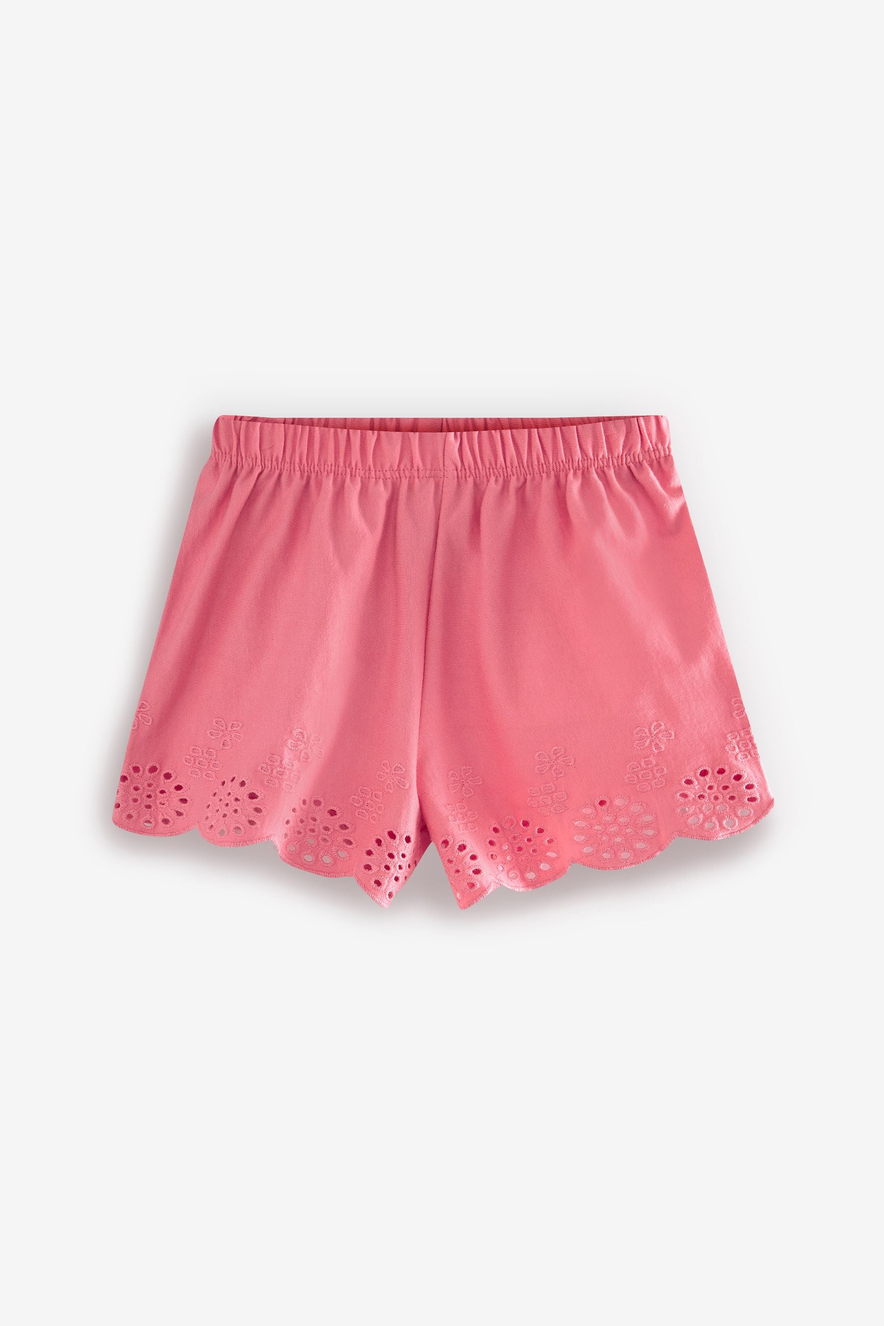 Pink/White 3 Pack Jersey Broderie Shorts (3mths-8yrs)