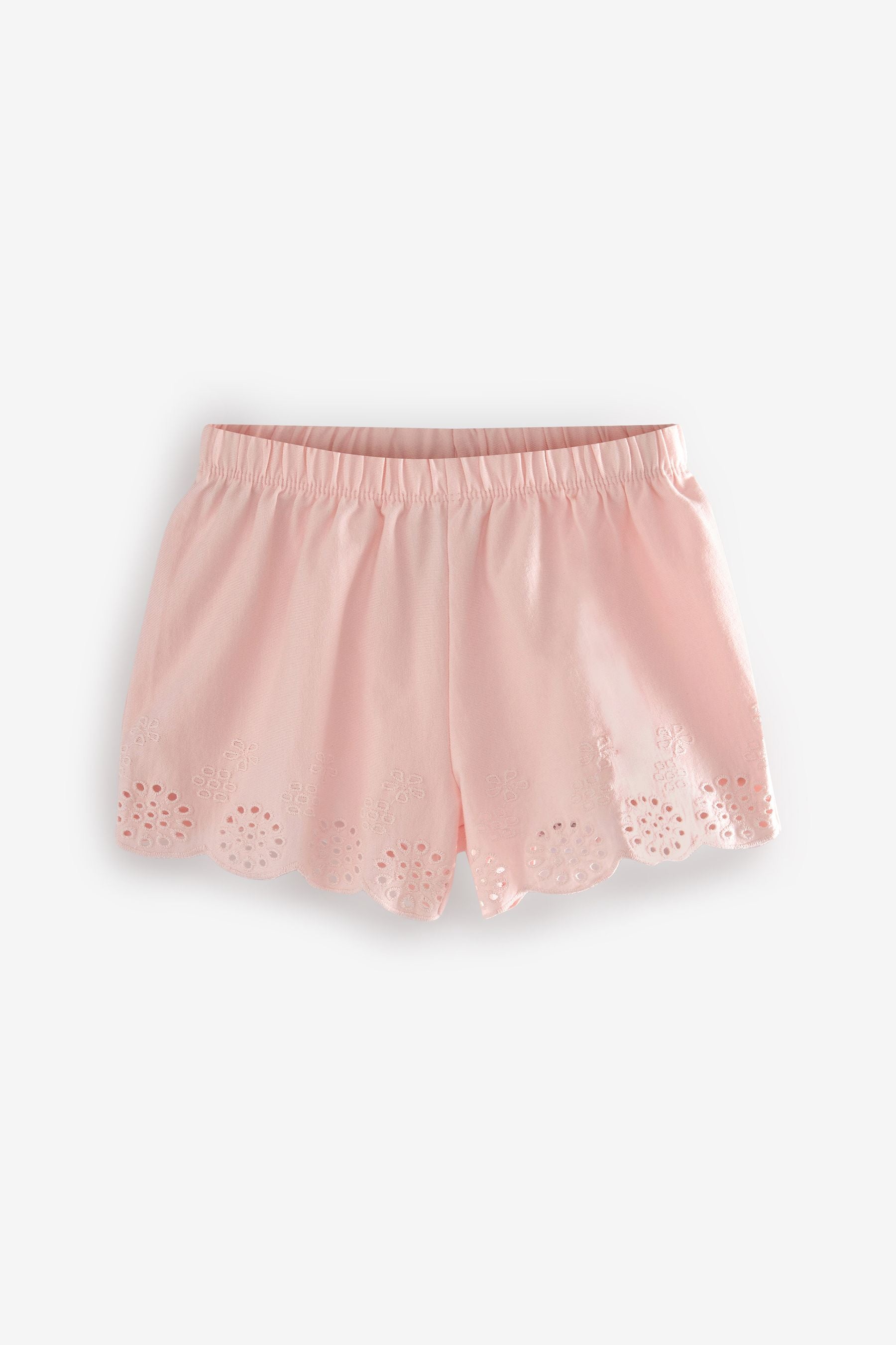 Pink/White 3 Pack Jersey Broderie Shorts (3mths-8yrs)