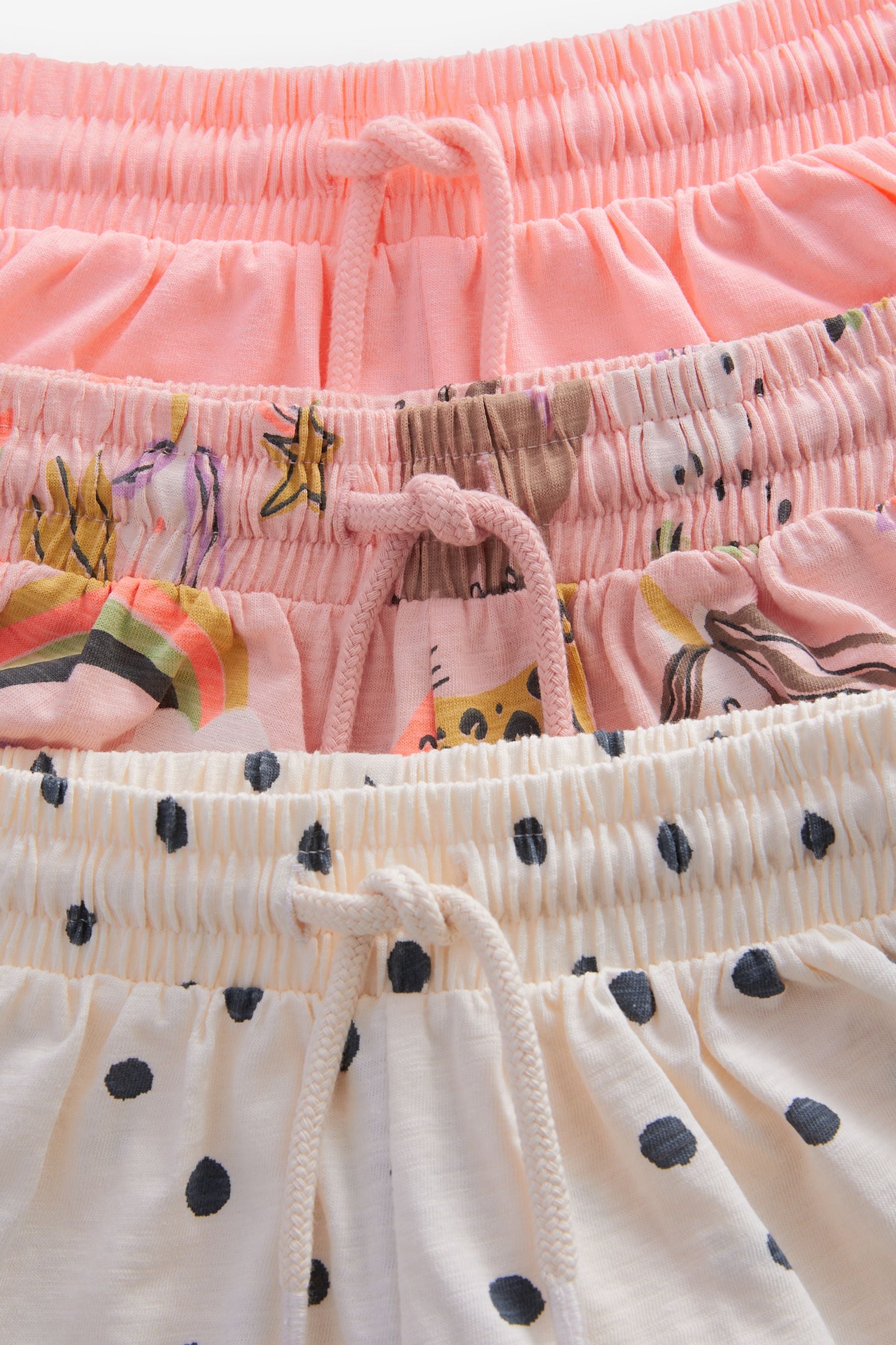 Peach Pink Unicorn 3 Pack Jersey Shorts (3mths-7yrs)