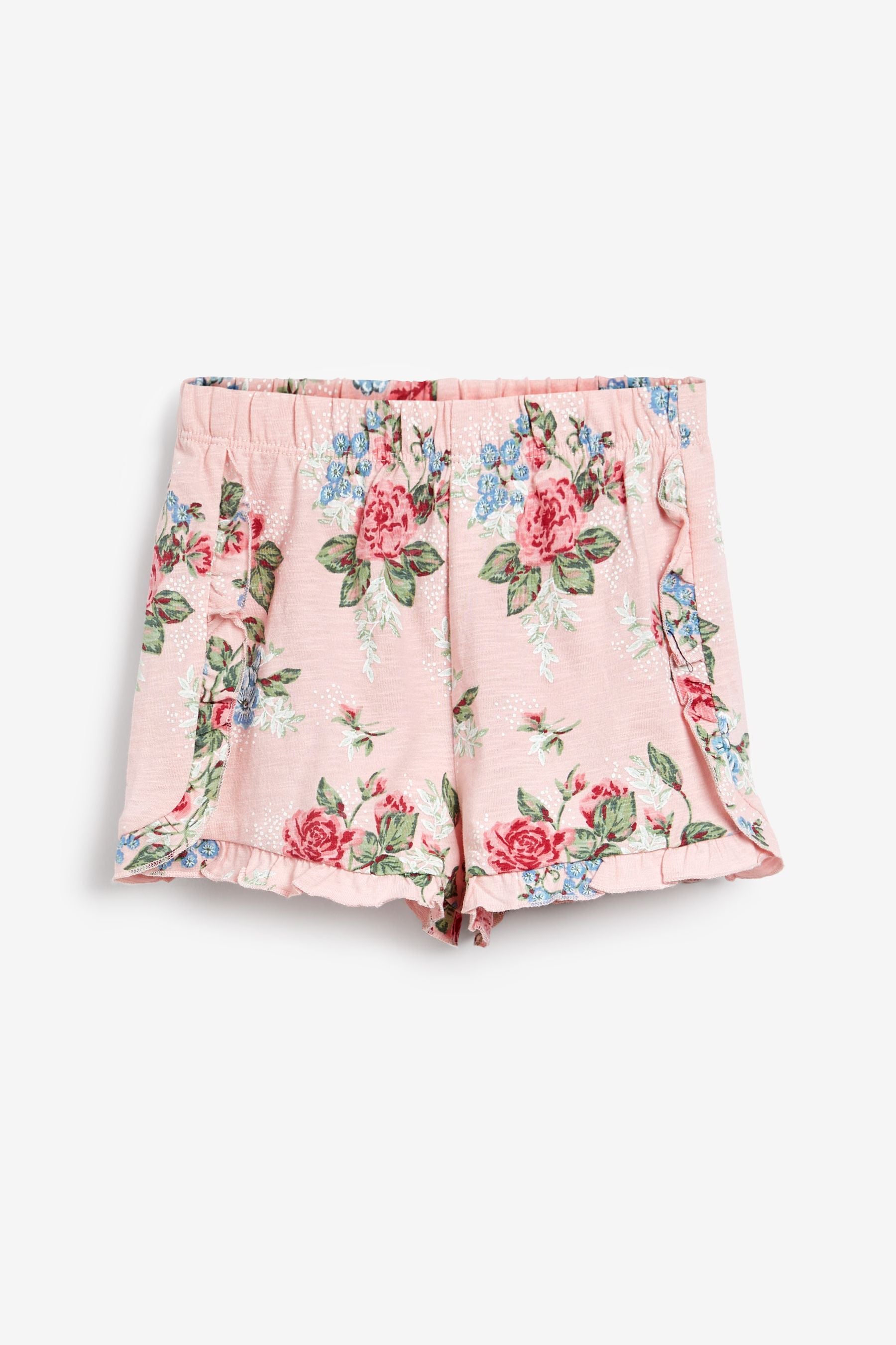 Pink/Red Floral 5 Pack Jersey Shorts (3mths-7yrs)