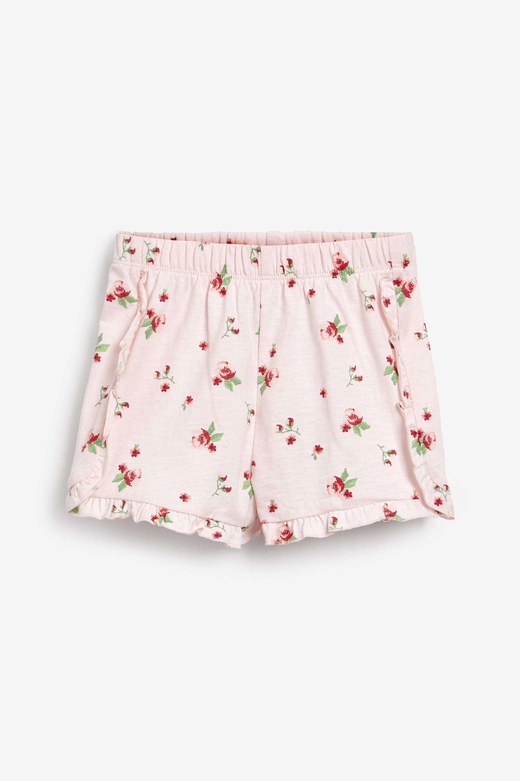 Pink/Red Floral 5 Pack Jersey Shorts (3mths-7yrs)