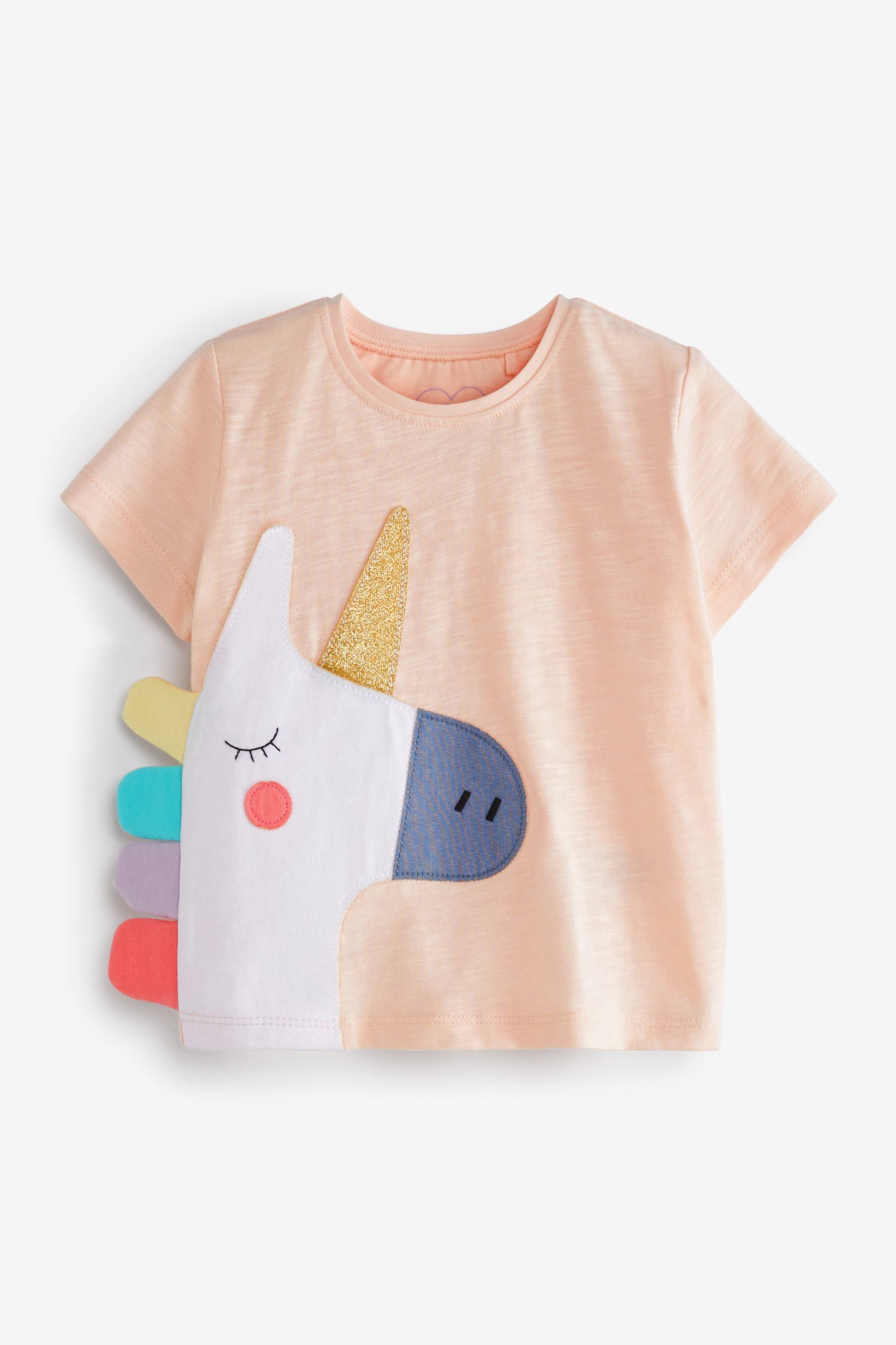 Pale Pink Unicorn Appliqu T-Shirt (3mths-7