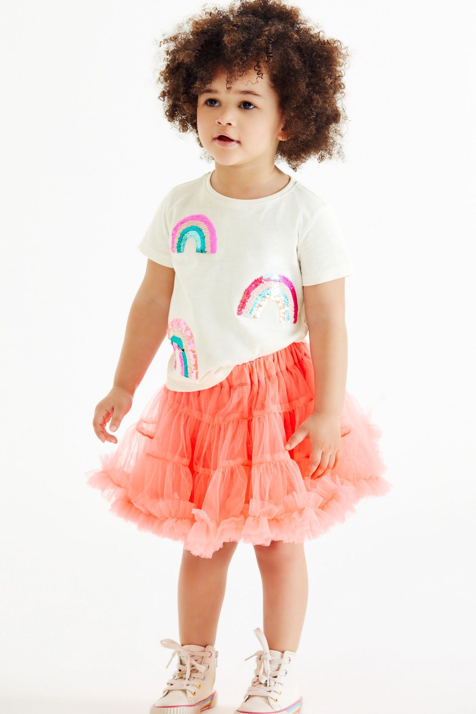 Ecru White Rainbows Embroidered T-Shirt (3mths-7yrs)