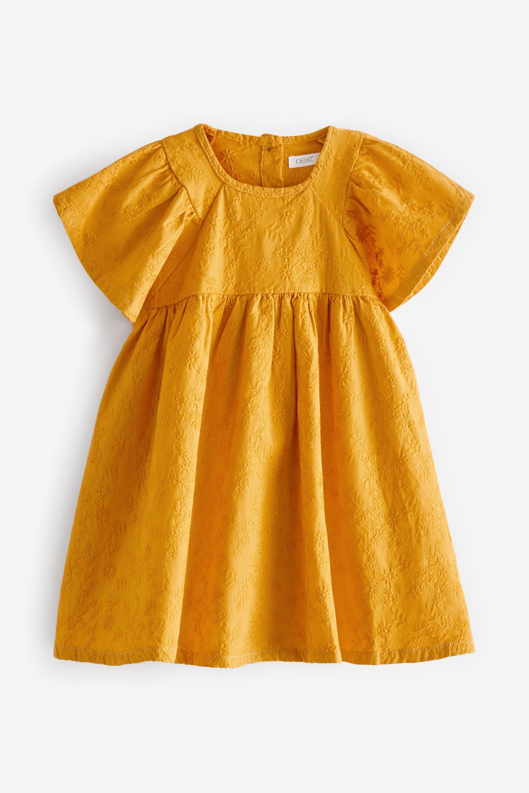 Ochre Yellow Broderie Sleeve Dress (3mths-7yrs)