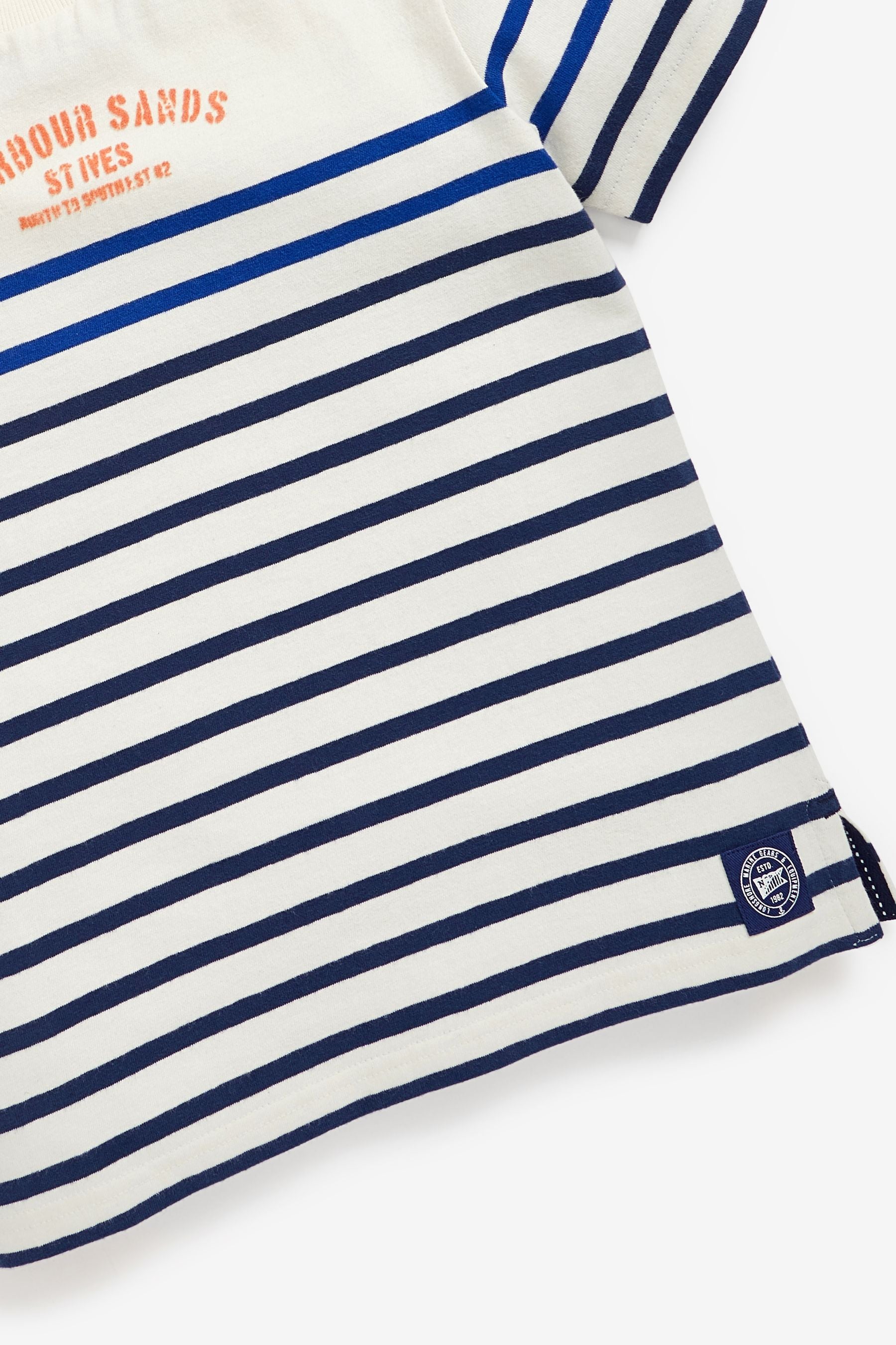 Ecru White/Navy Stripe Harbour Sands Short Sleeve T-Shirt (3-16yrs)