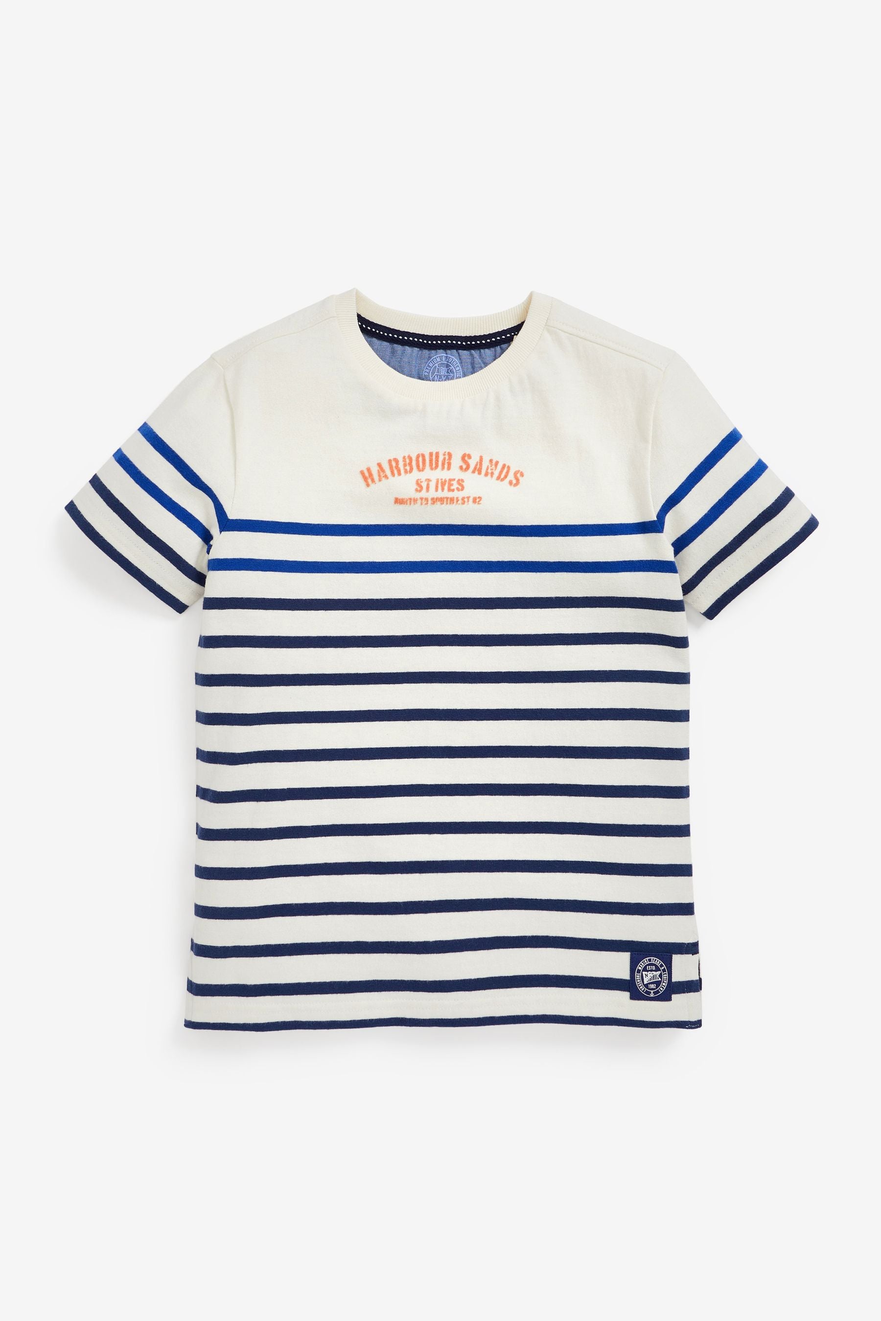 Ecru White/Navy Stripe Harbour Sands Short Sleeve T-Shirt (3-16yrs)