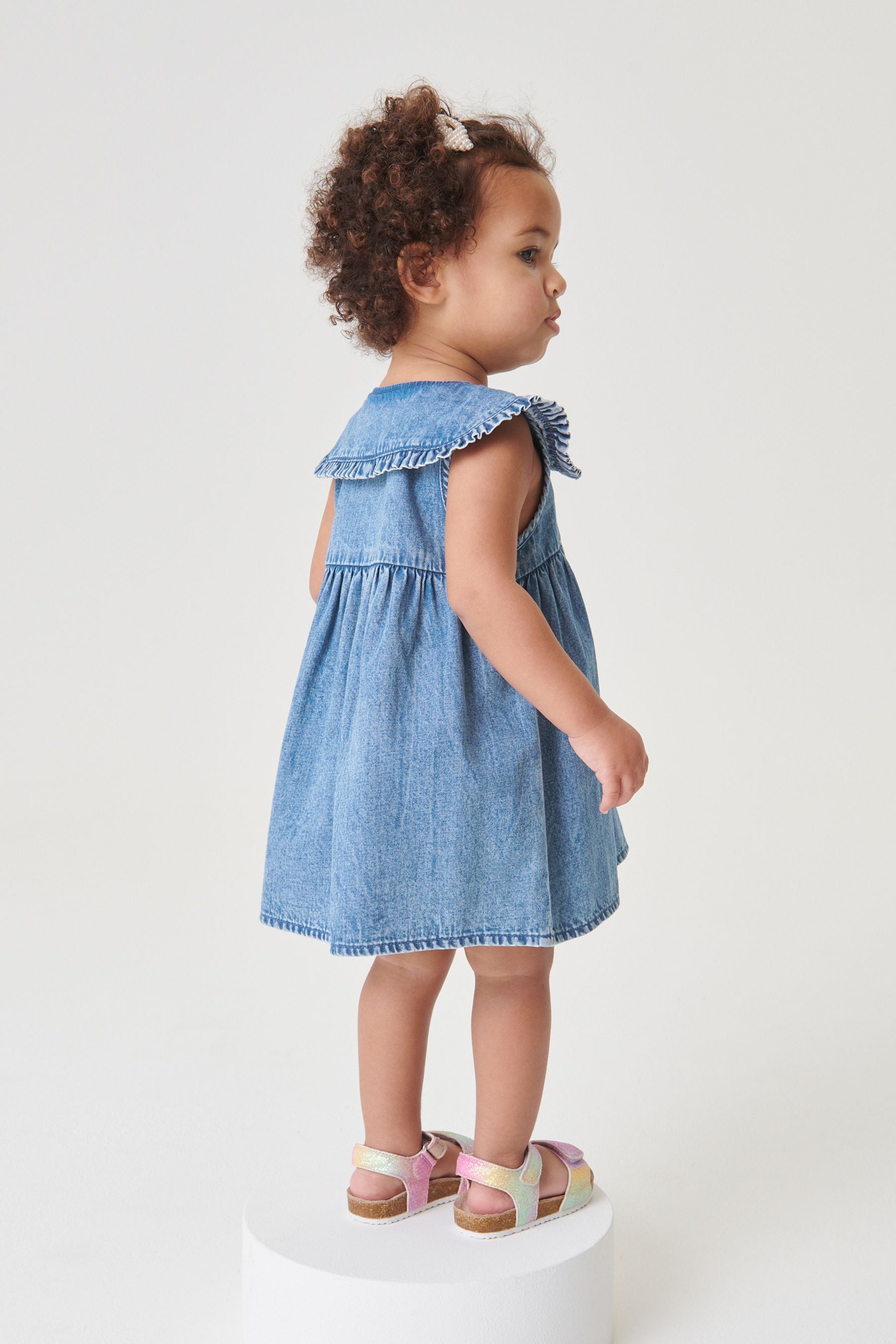 Blue Denim Sleeveless Collar Dress (3mths-8yrs)