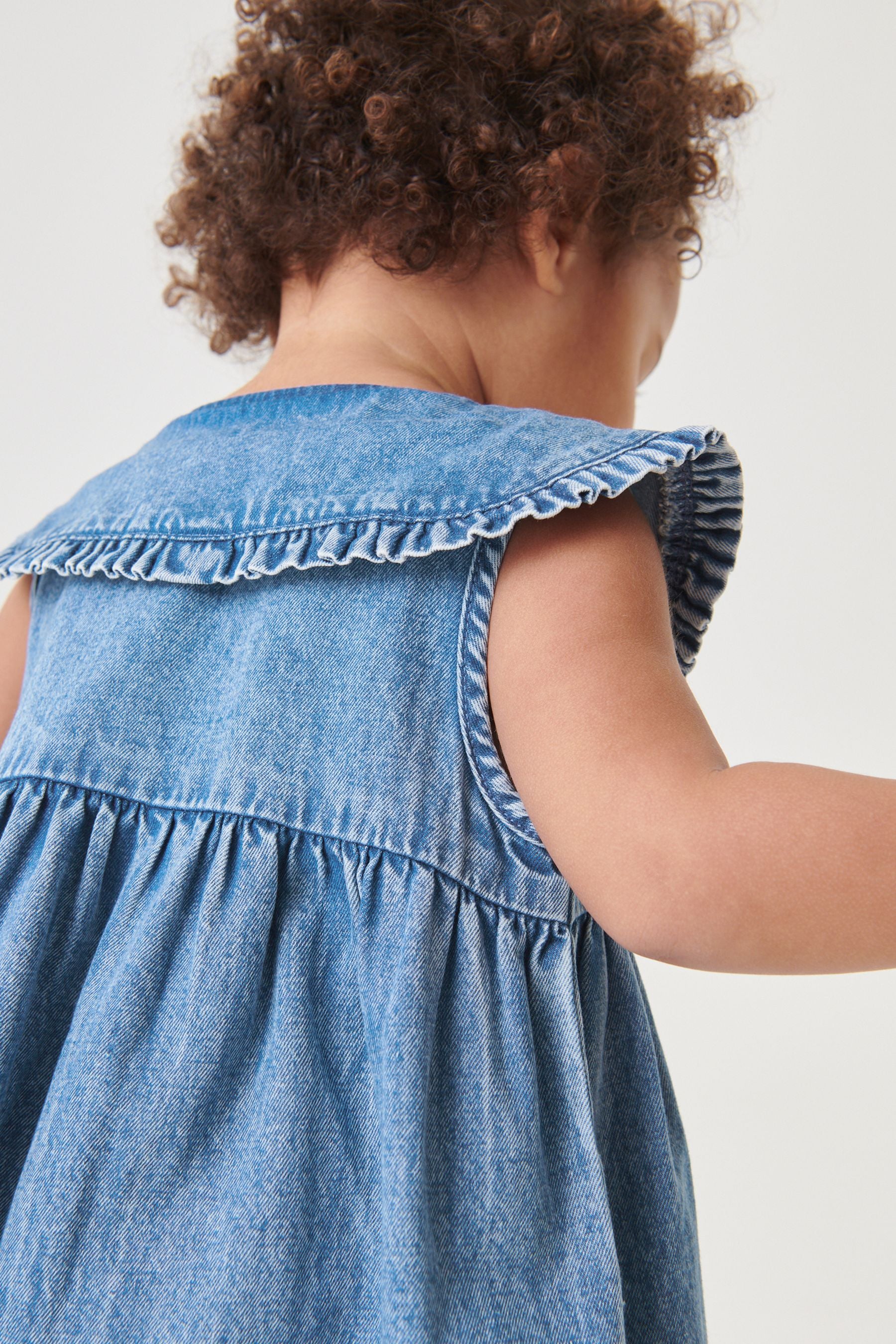 Blue Denim Sleeveless Collar Dress (3mths-8yrs)