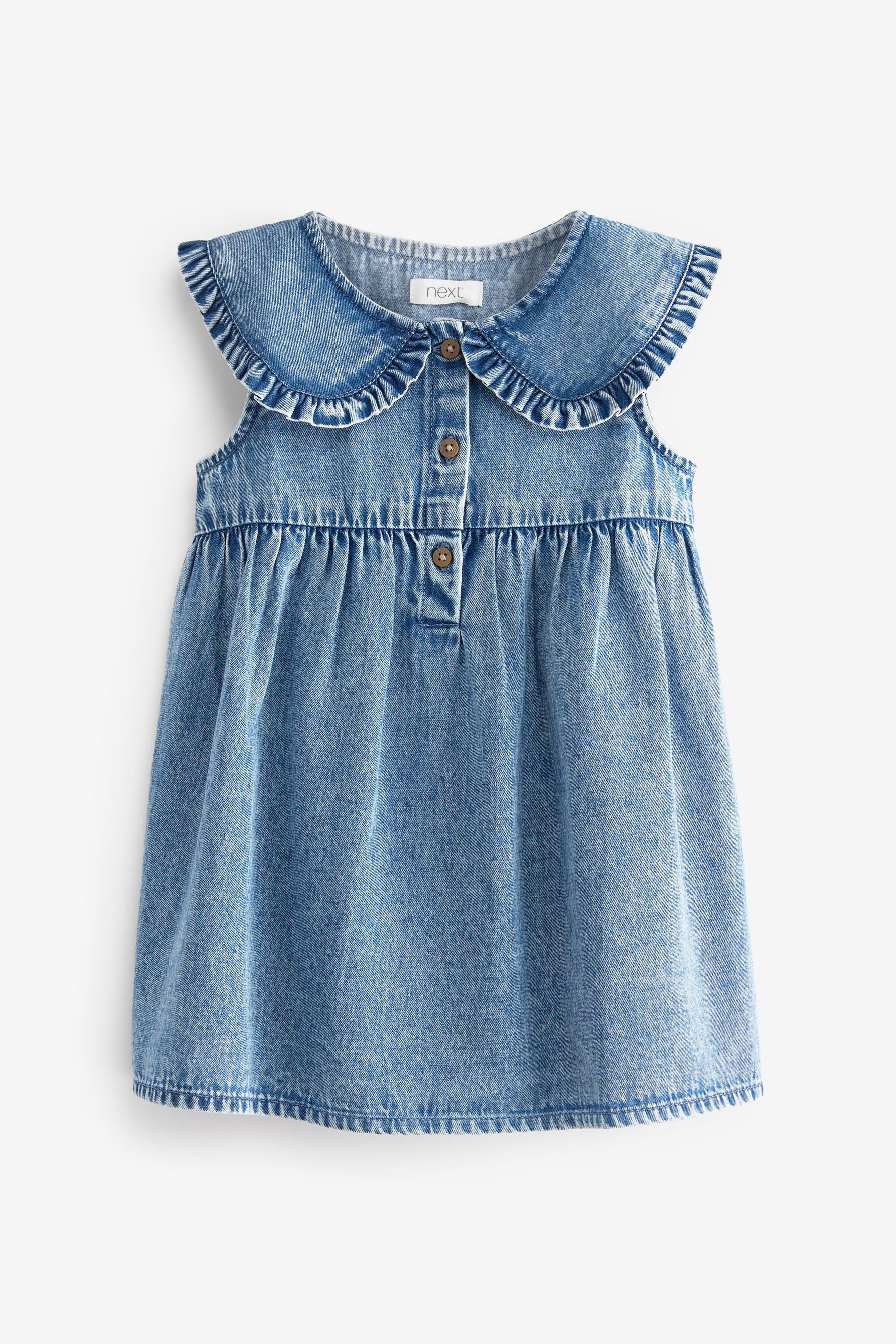 Blue Denim Sleeveless Collar Dress (3mths-8yrs)