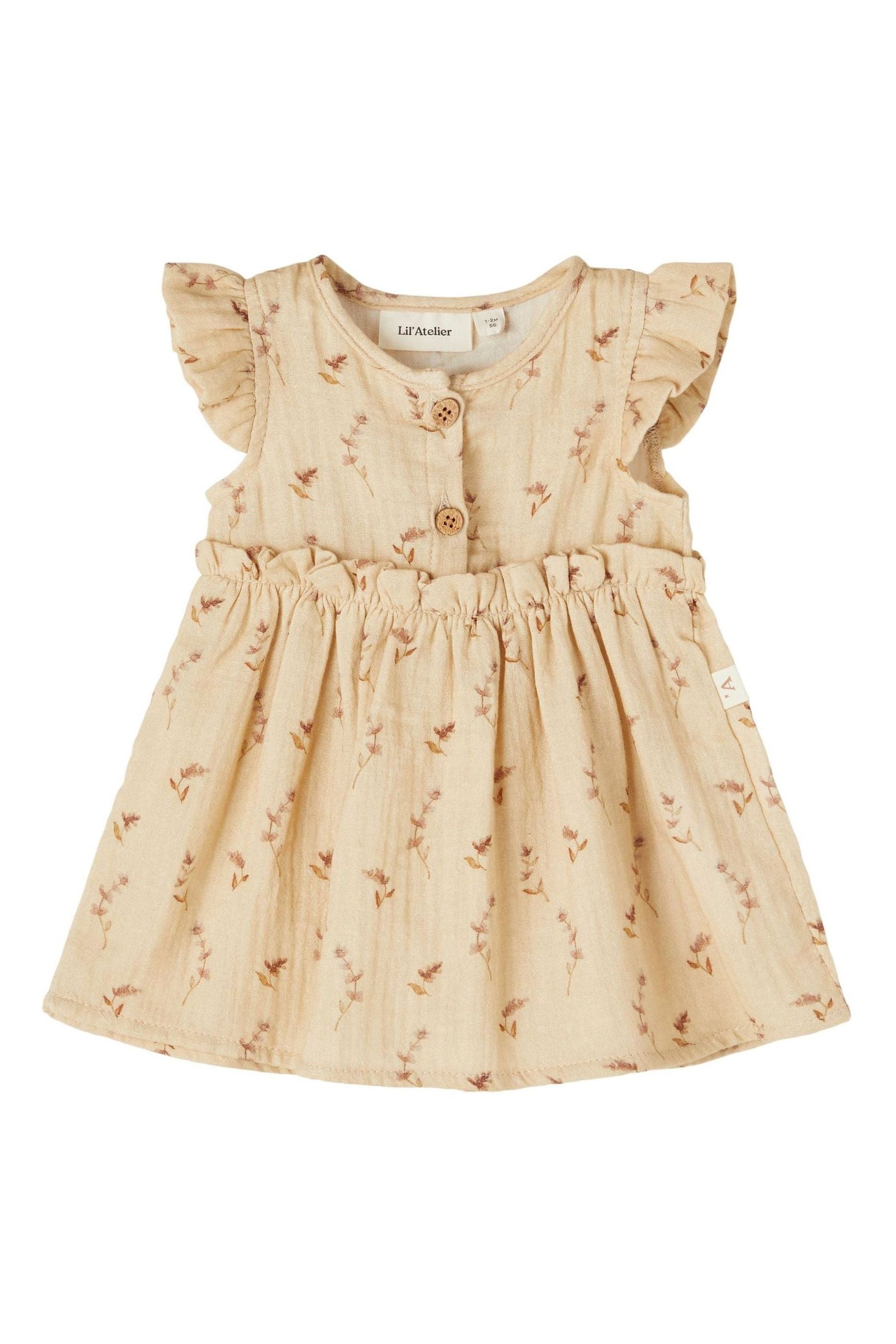 Lil'Atelier Baby Girls Natural Floral Print Loose Frill Dress