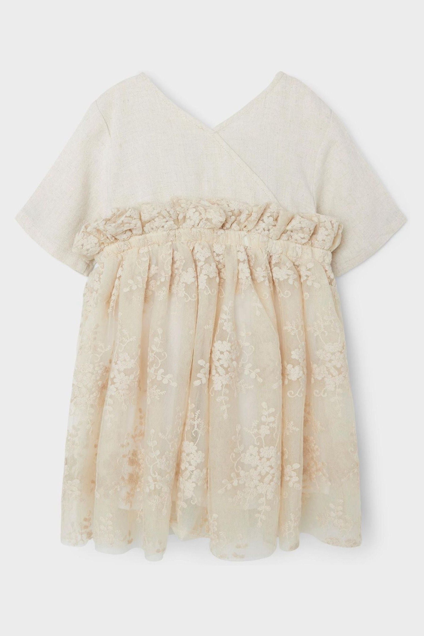 Natural Lil'Atelier Girls Natural Frill Tulle Occasion Dress