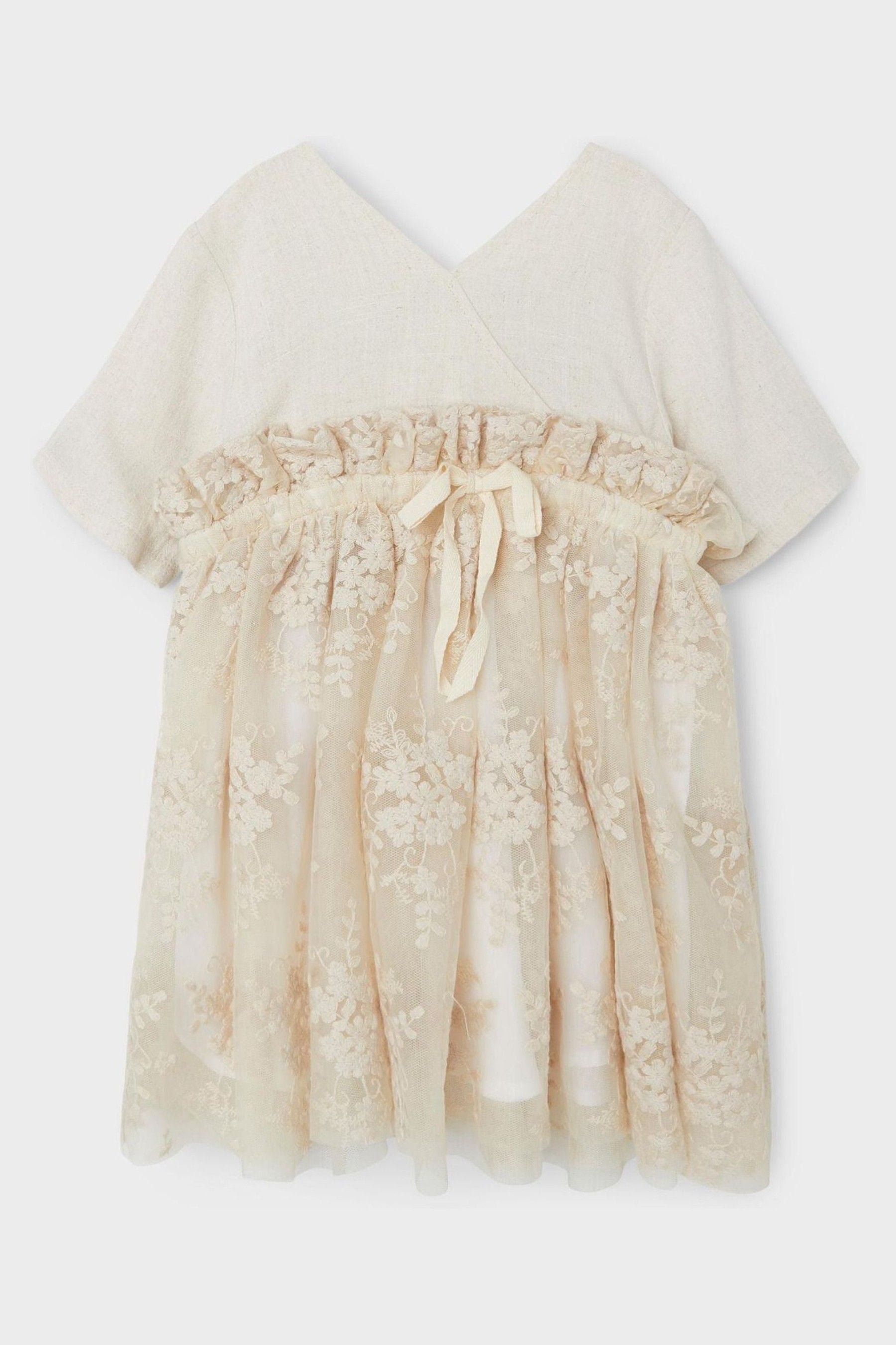 Natural Lil'Atelier Girls Natural Frill Tulle Occasion Dress