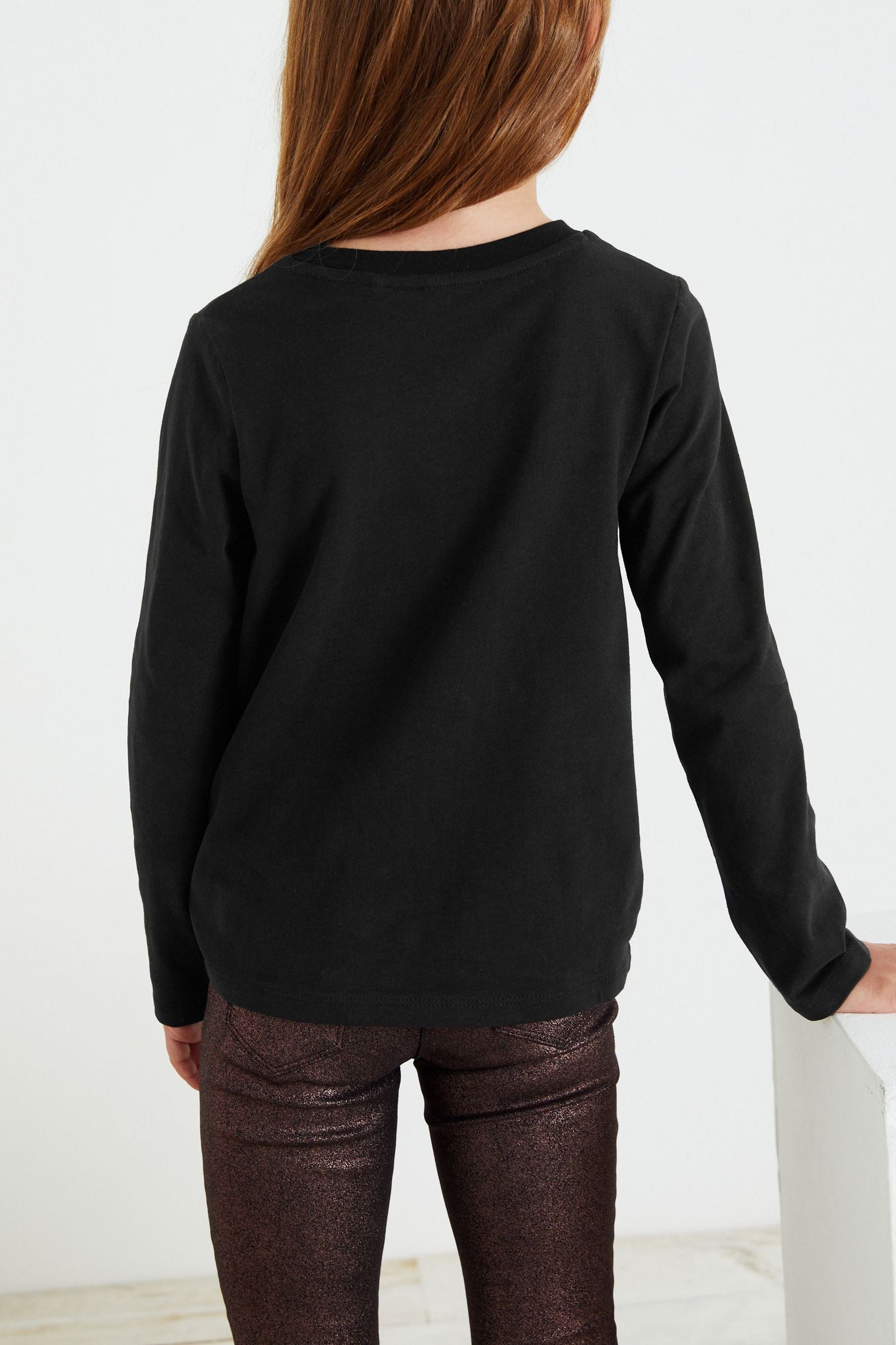 Black/Gold Star Nxt Long Sleeve Sequin T-Shirt (3-16yrs)