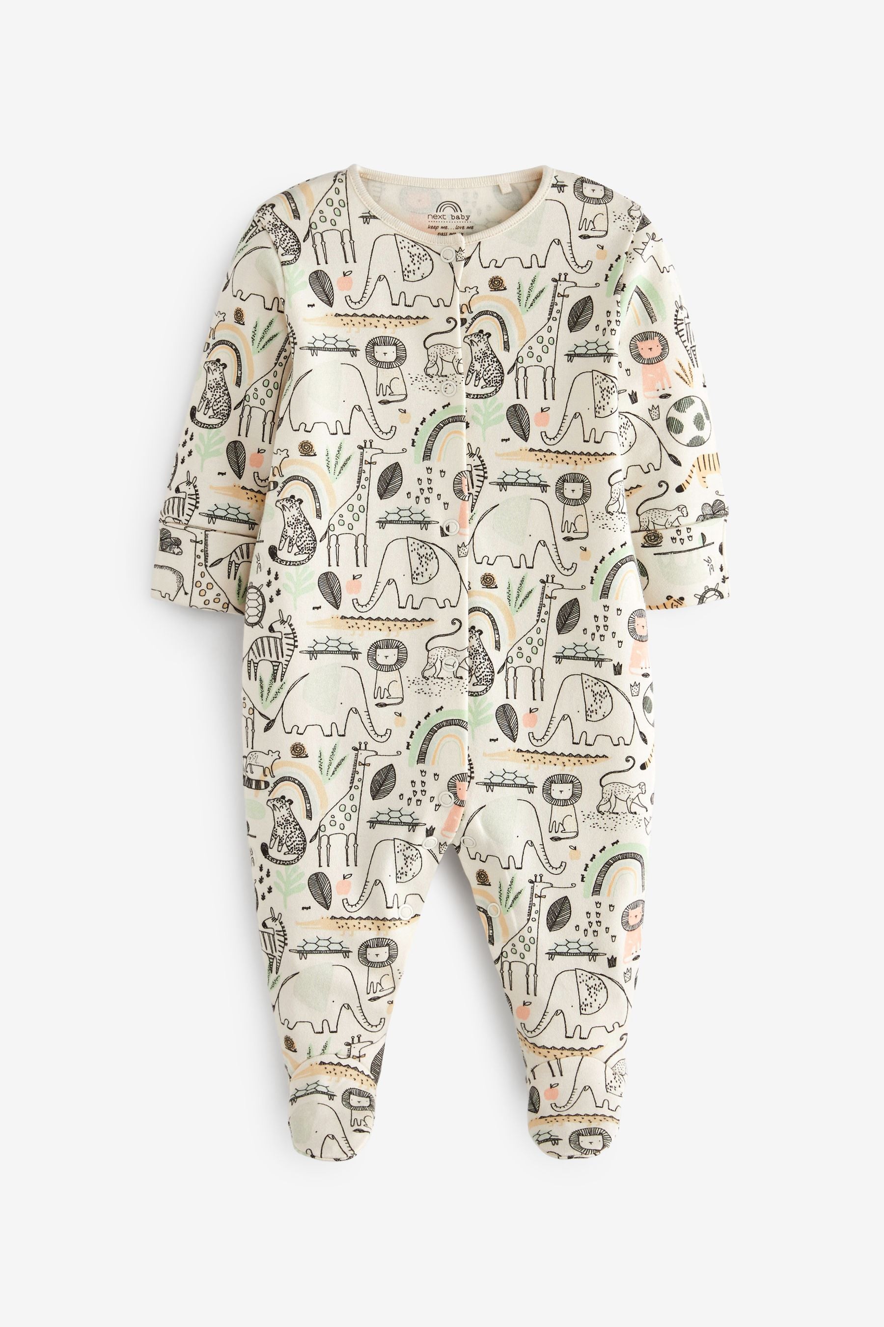 Dinosaur Print 5 Pack Baby Sleepsuits (0-2yrs)