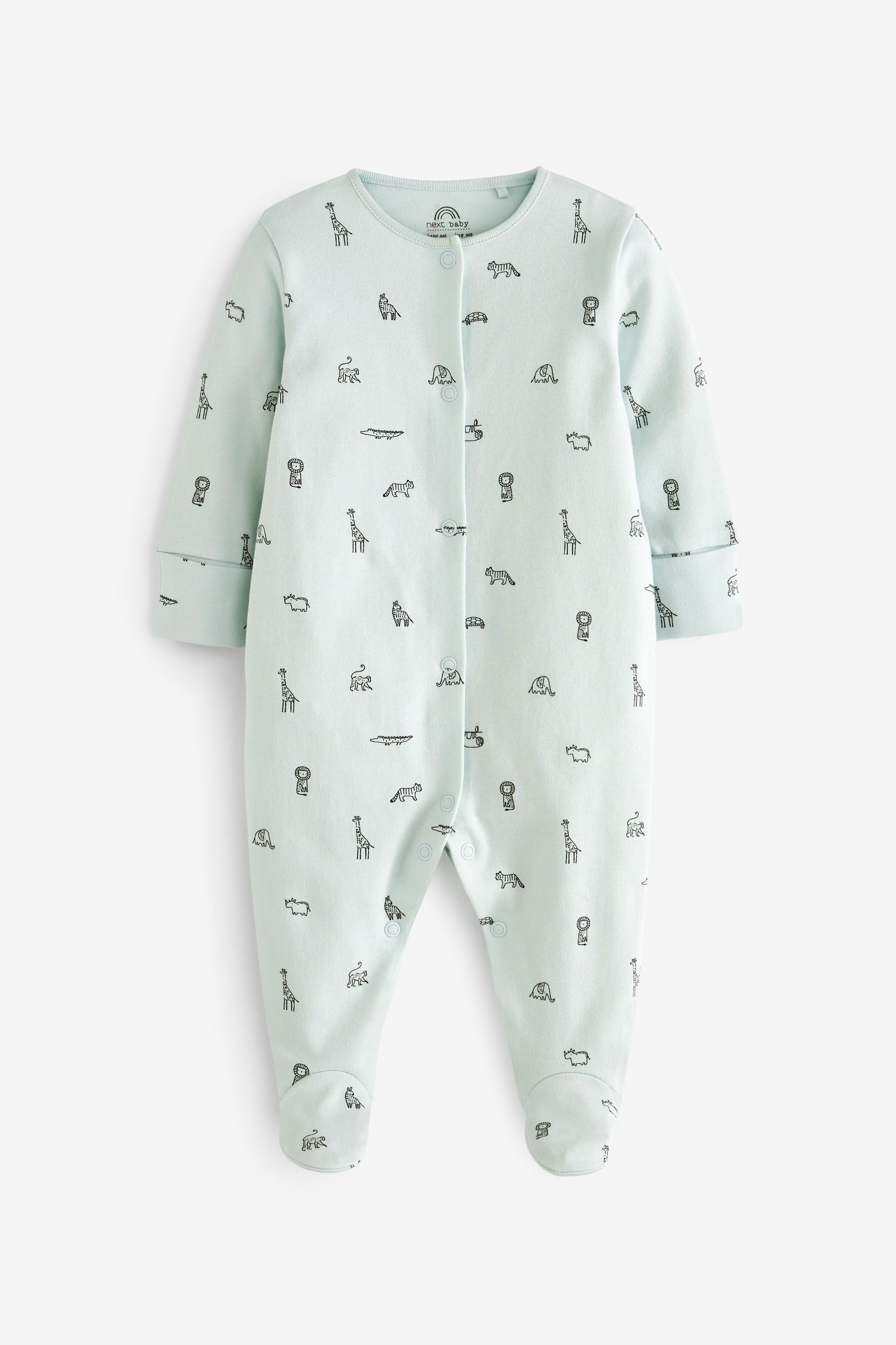 Dinosaur Print 5 Pack Baby Sleepsuits (0-2yrs)