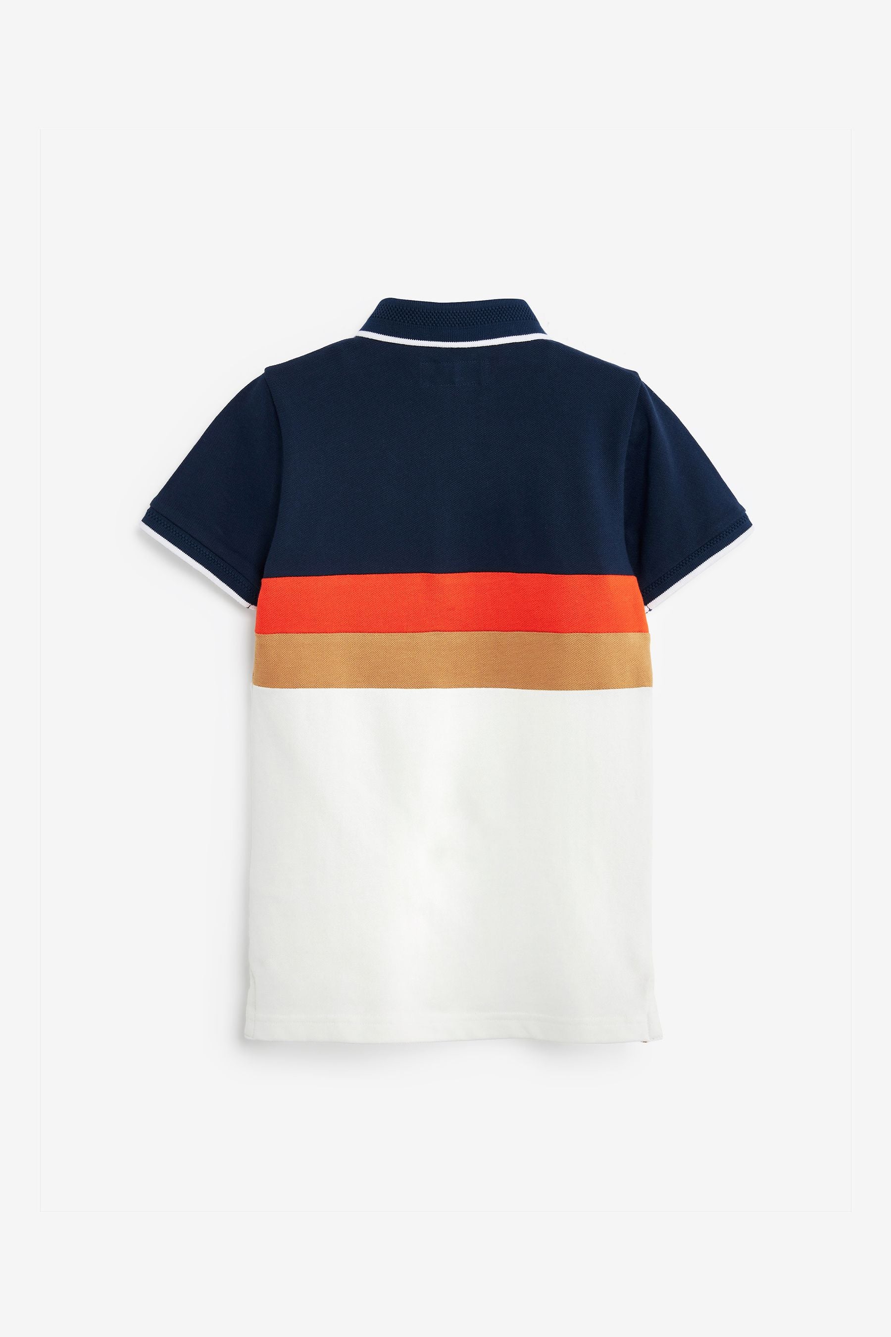 Navy Blue/White Colourblock Polo Shirt (3-16yrs)