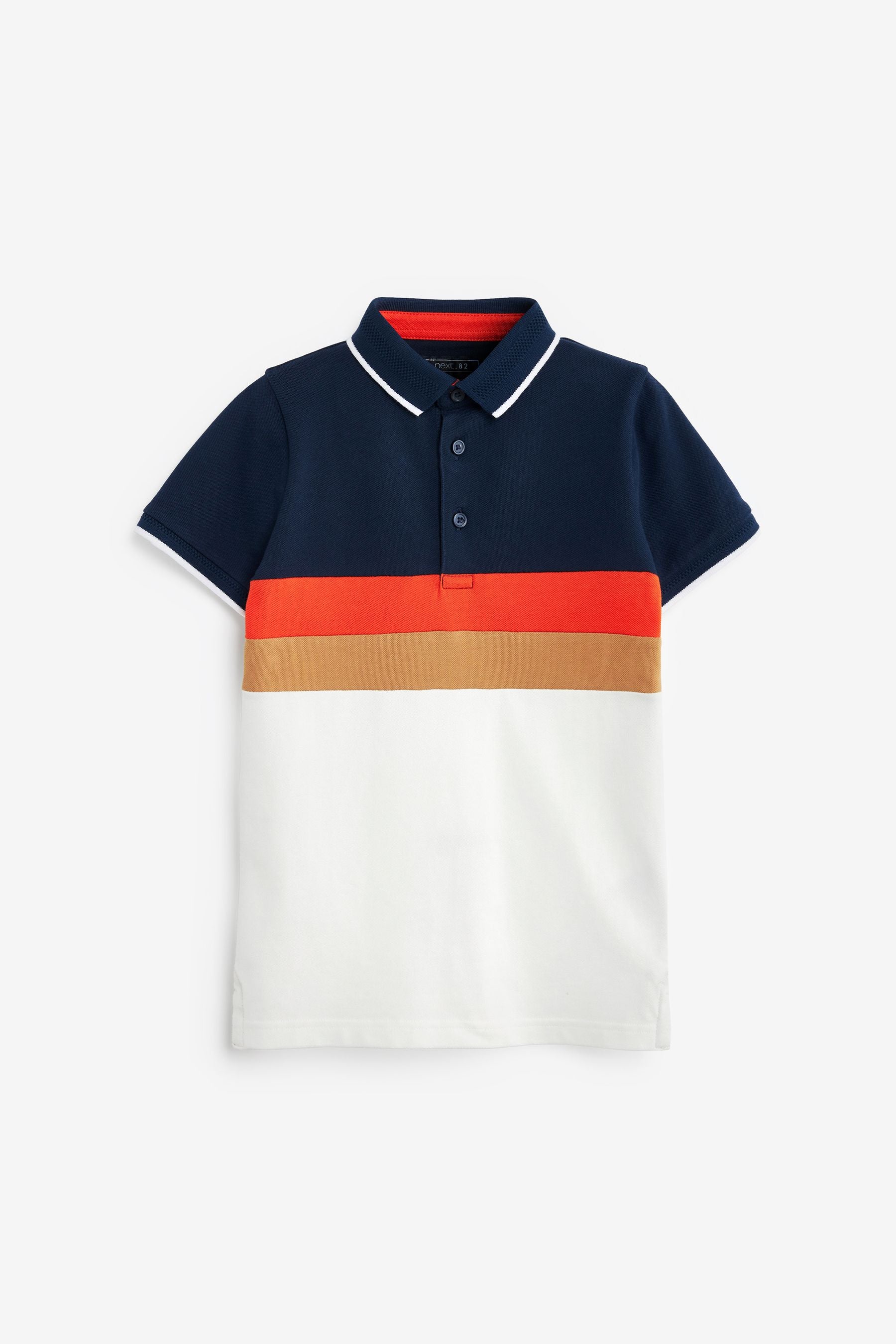 Navy Blue/White Colourblock Polo Shirt (3-16yrs)