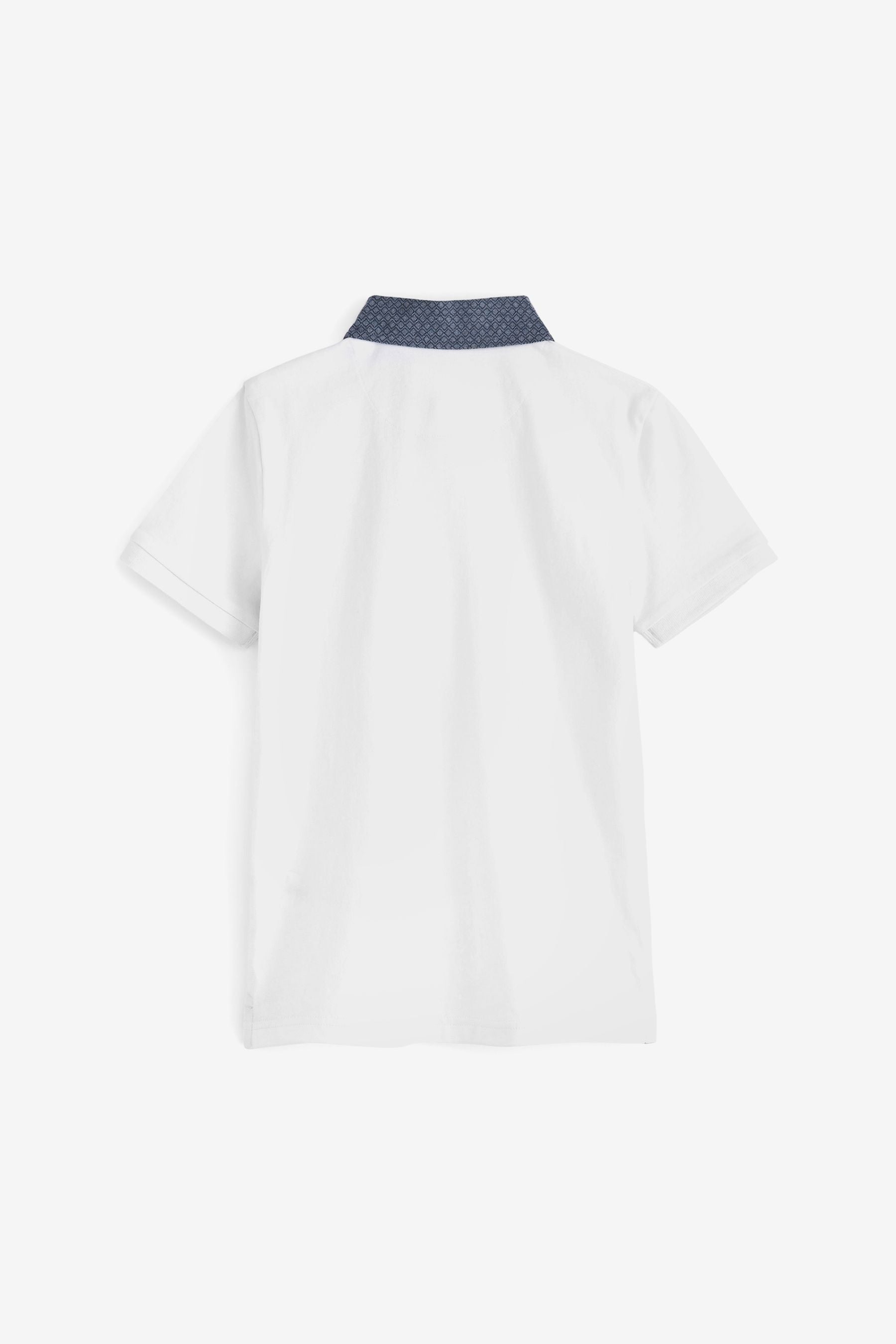 White Navy Collar Short Sleeve Polo Shirt (3-16yrs)