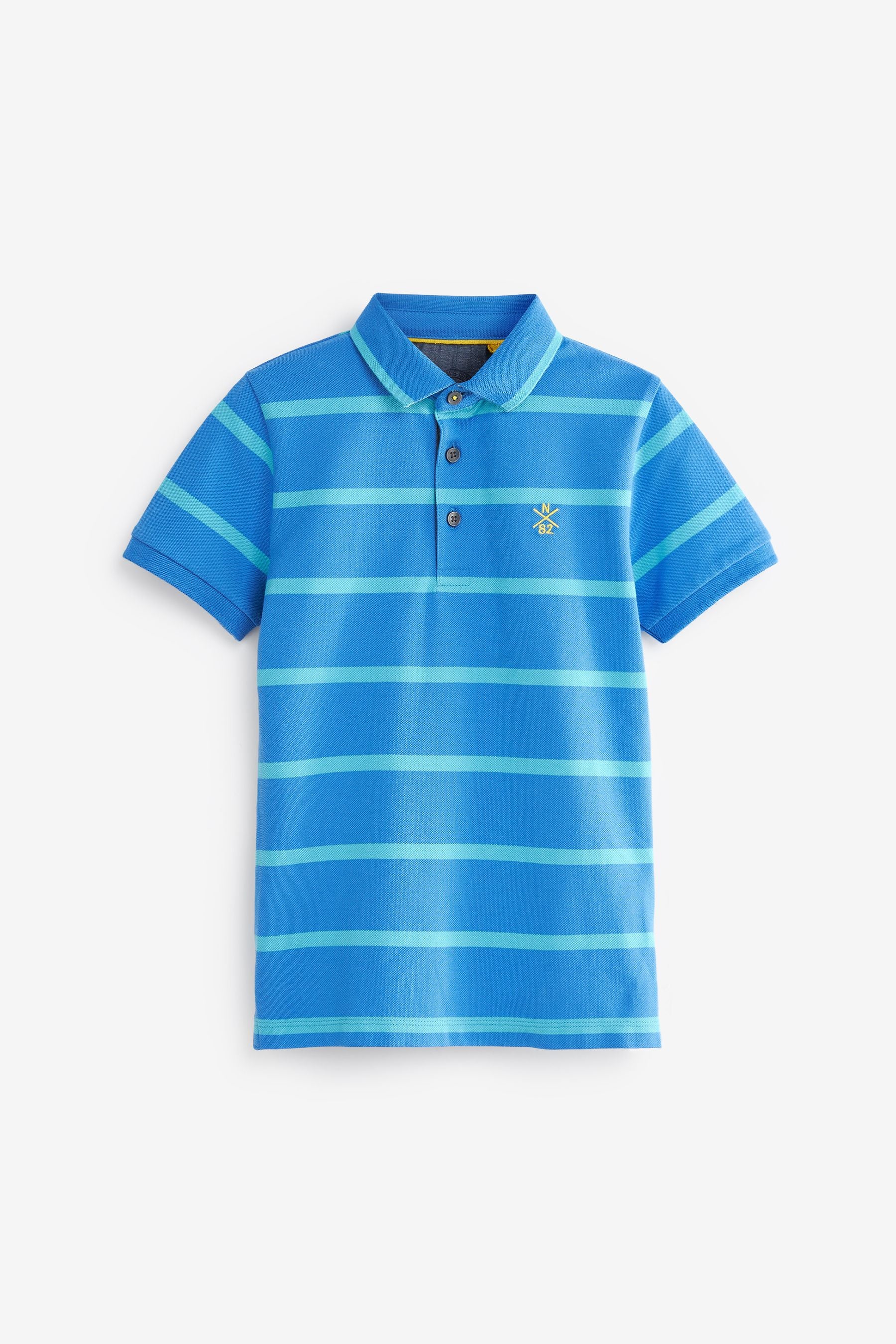 Blue Short Sleeve Stripe Polo Shirt (3-16yrs)