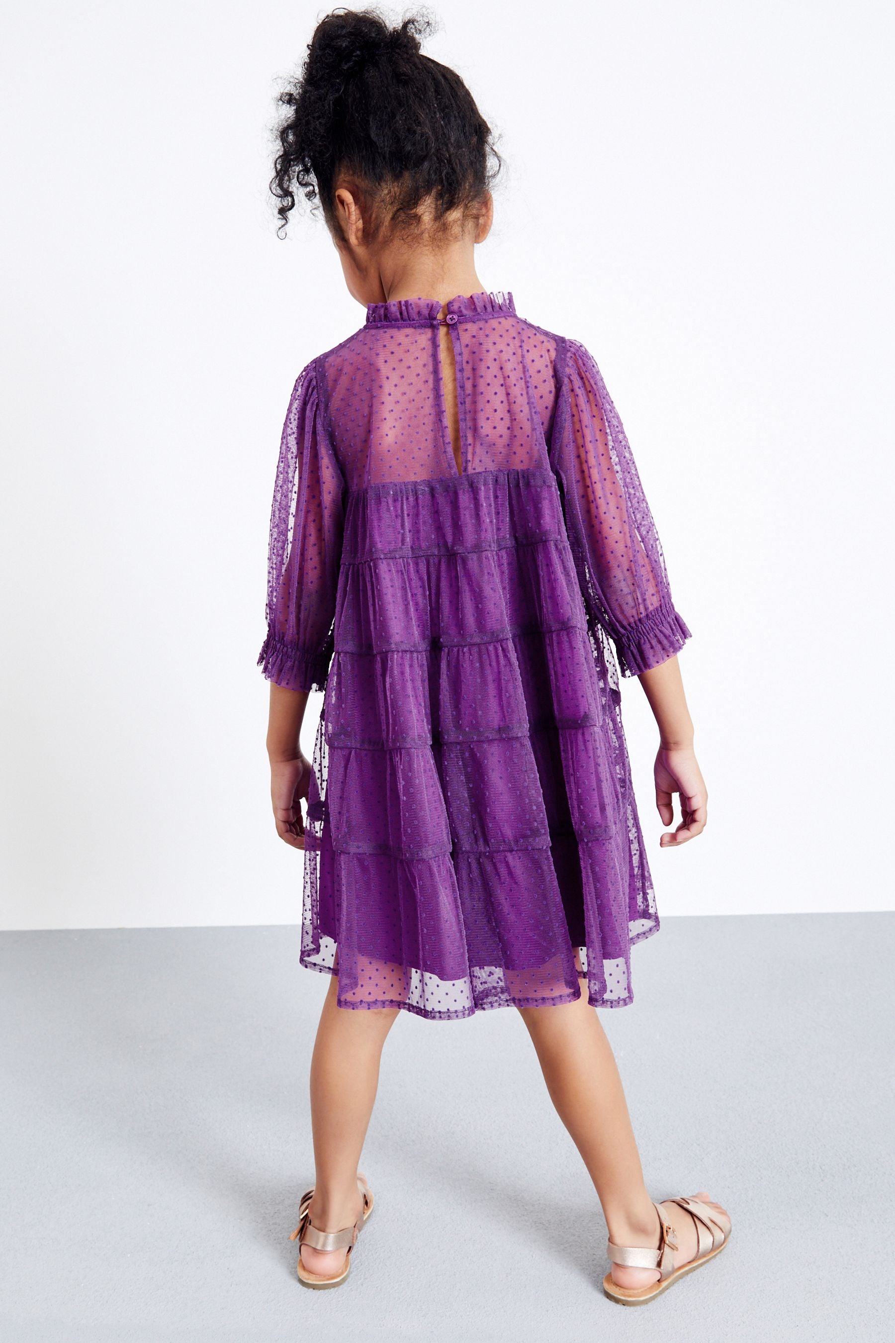 Purple Tiered Mesh Dress (3-16yrs)