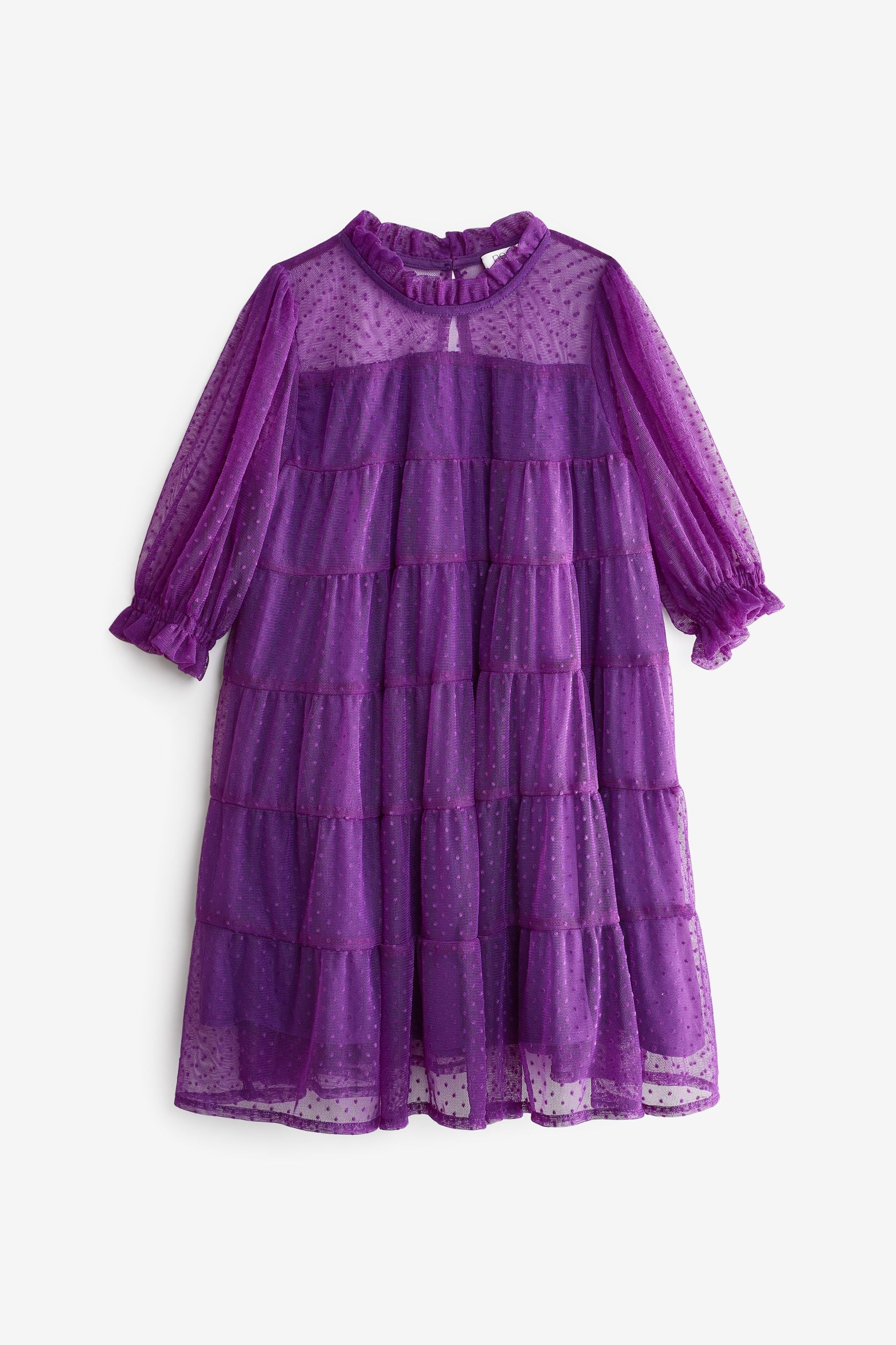 Purple Tiered Mesh Dress (3-16yrs)