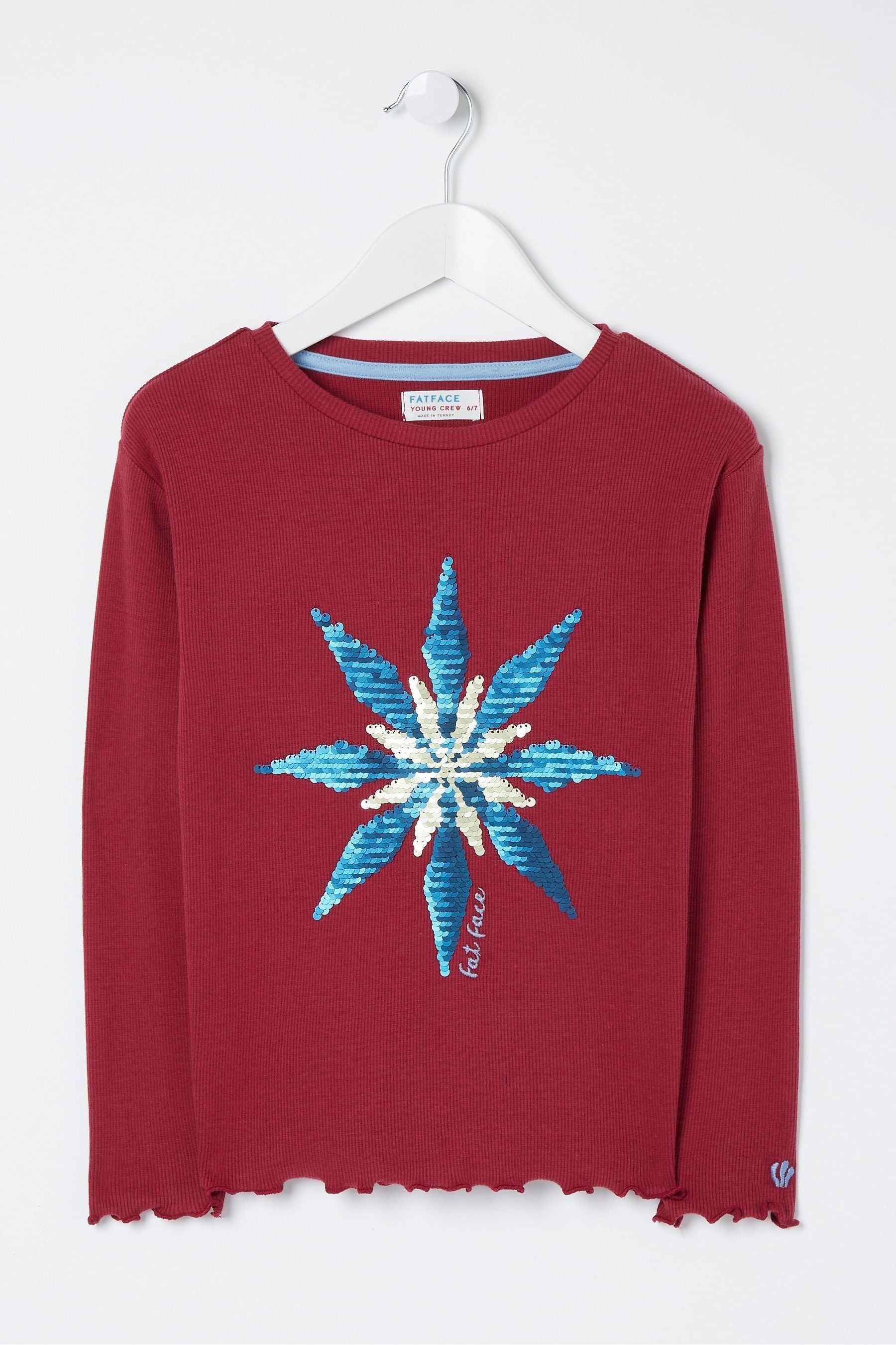 FatFace Red Snowflake Sequin T-Shirt