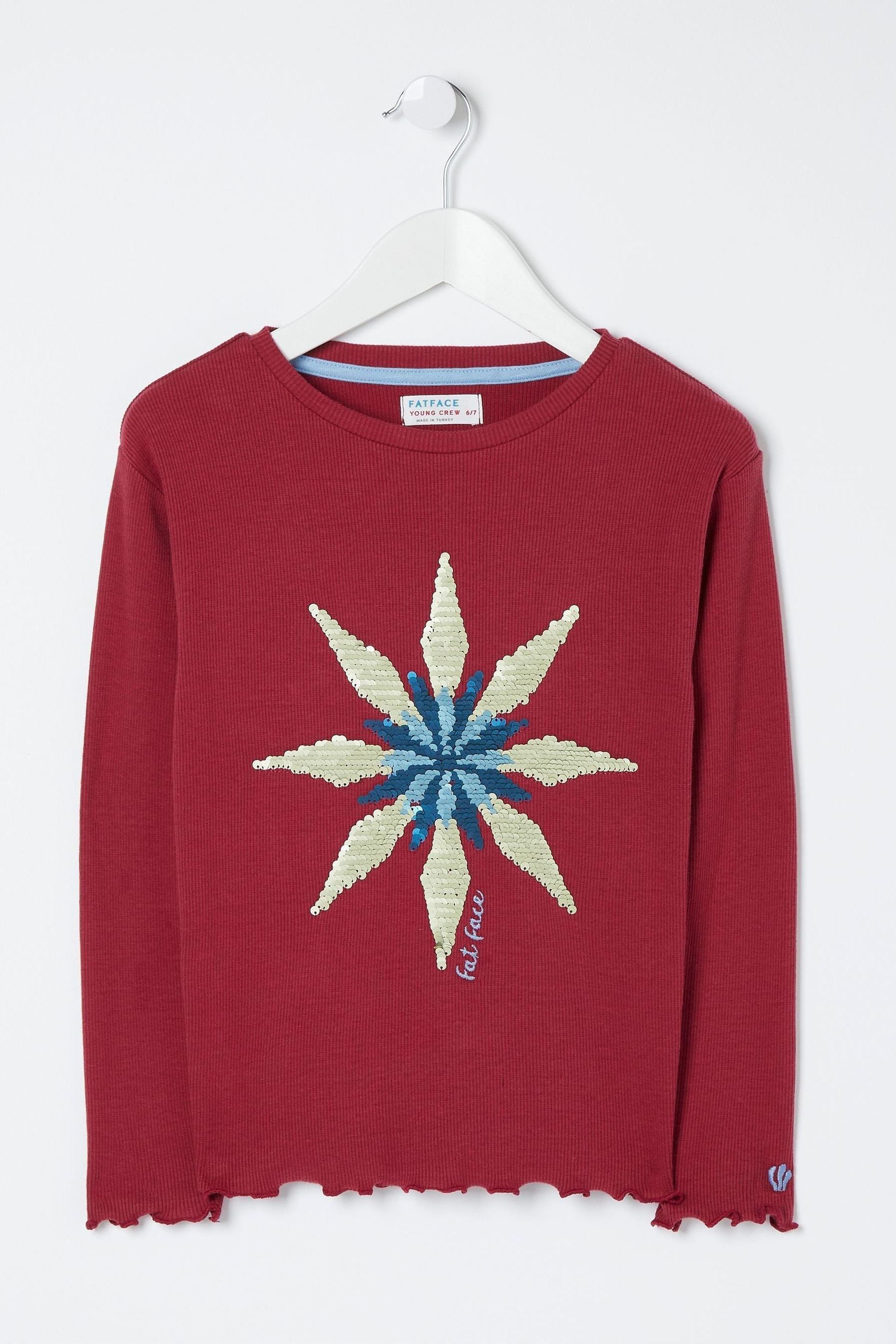 FatFace Red Snowflake Sequin T-Shirt