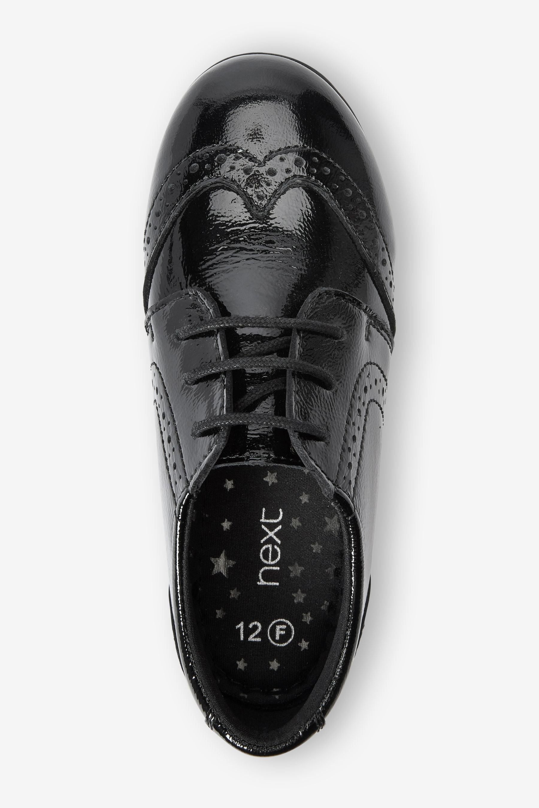 Black Patent School Leather Lace-Up Brogues