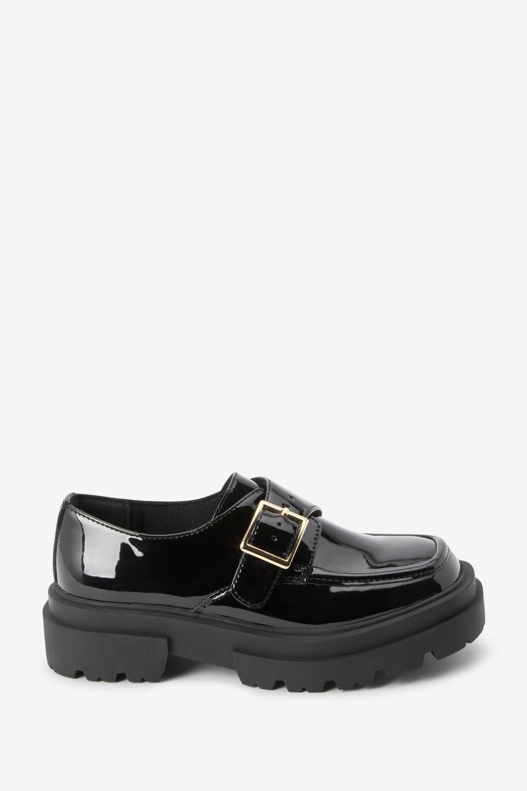 Black Chunky Monk Strap Shoes