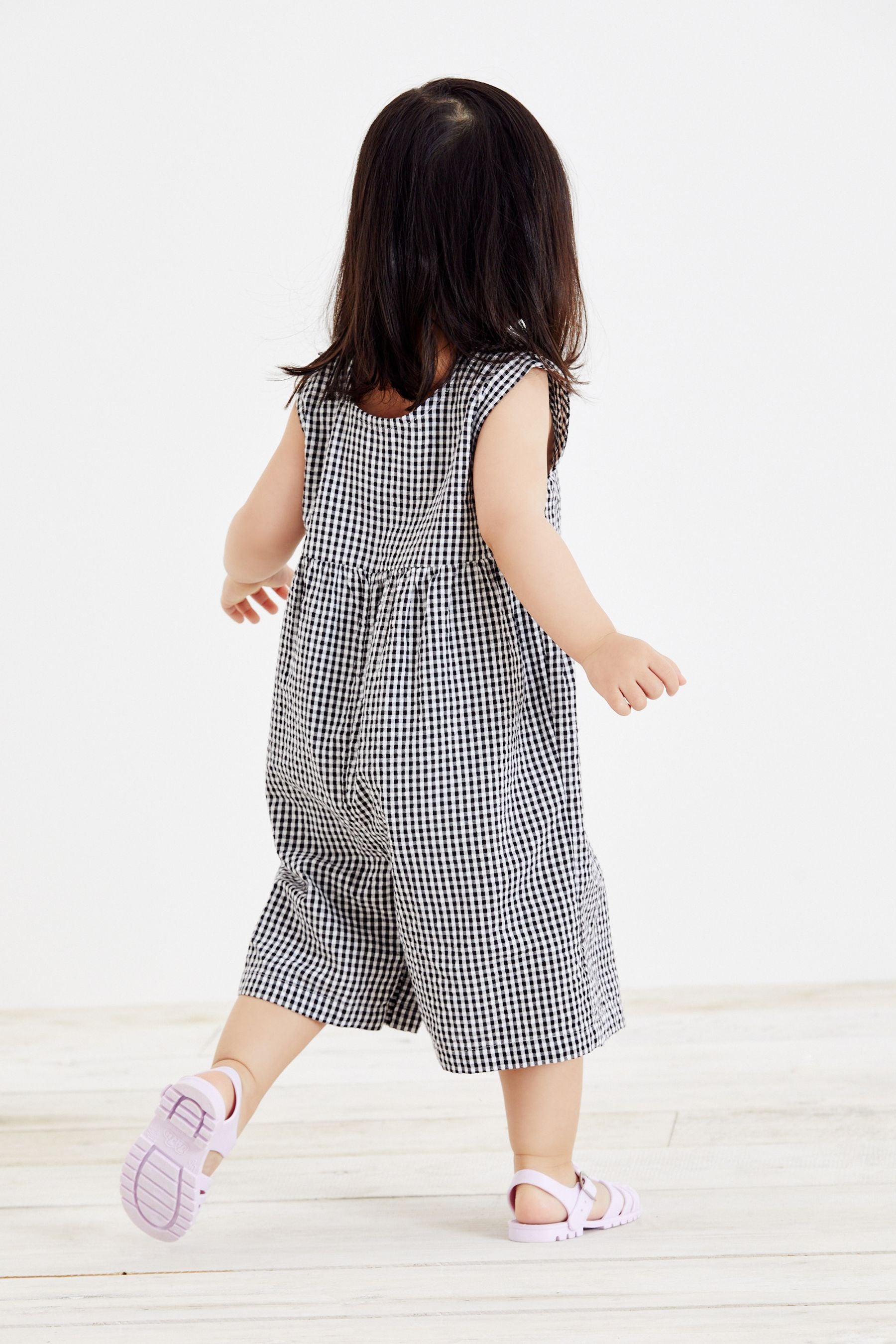 Black Gingham Check Cotton Playsuit (3mths-7yrs)