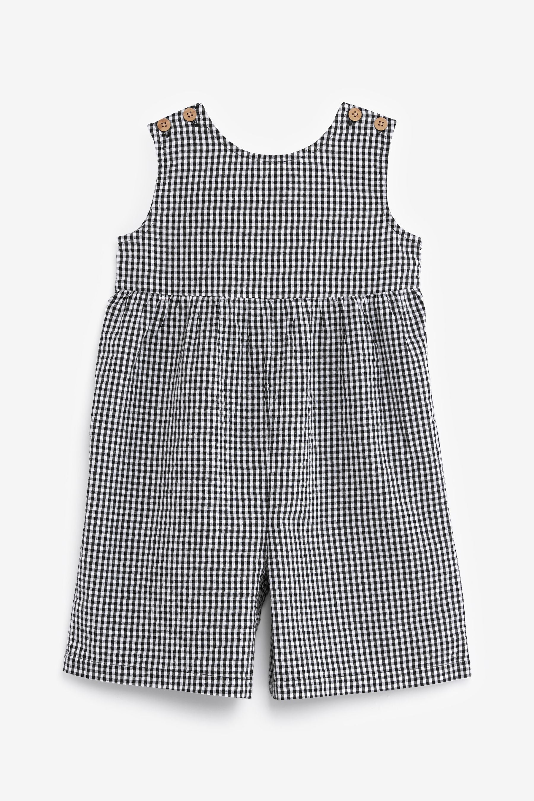 Black Gingham Check Cotton Playsuit (3mths-7yrs)