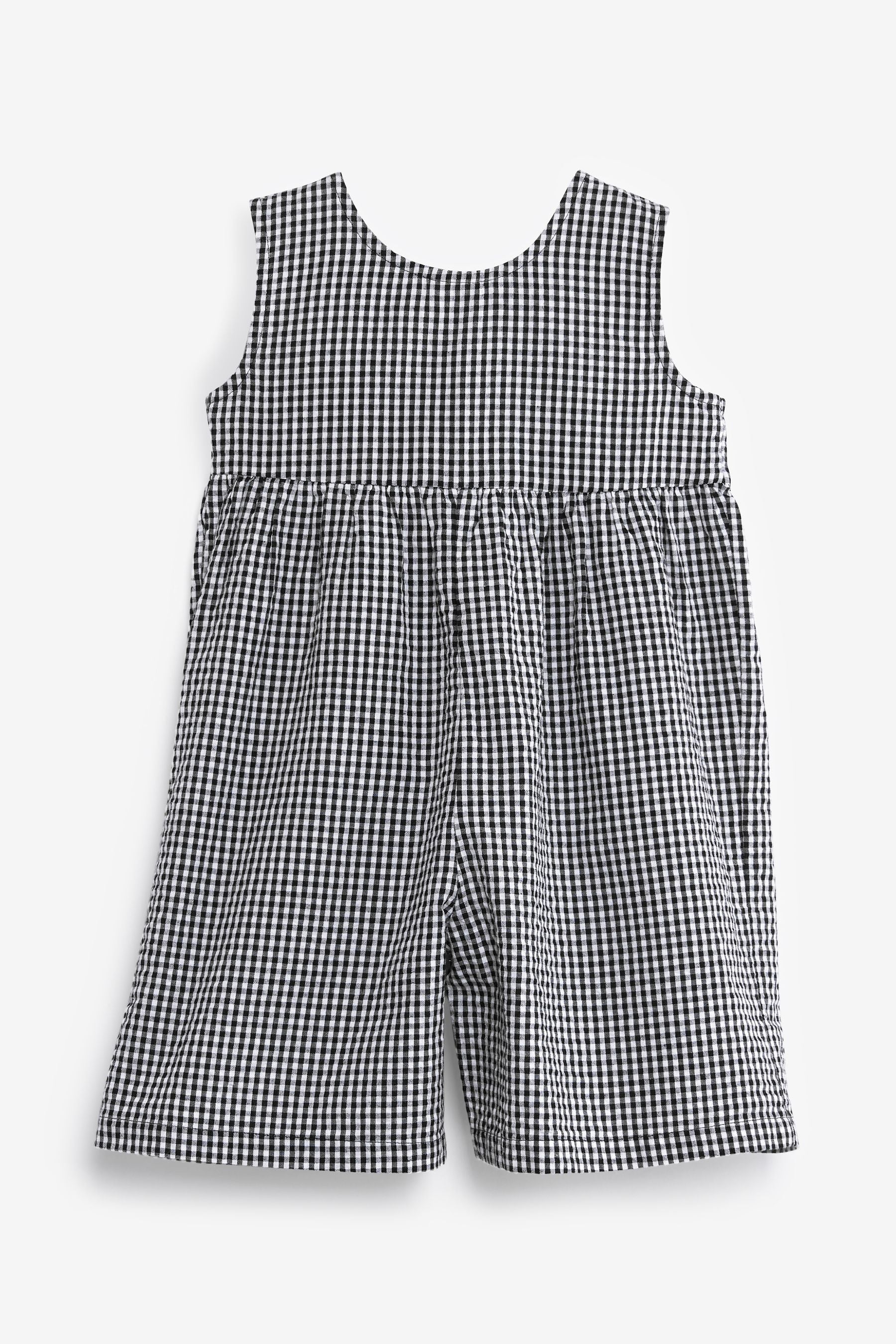 Black Gingham Check Cotton Playsuit (3mths-7yrs)