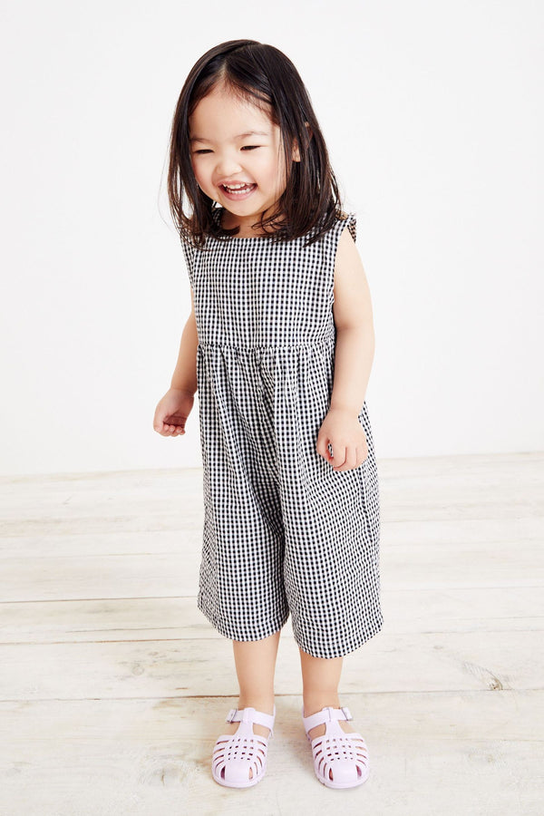 Black Gingham Check Cotton Playsuit (3mths-7yrs)