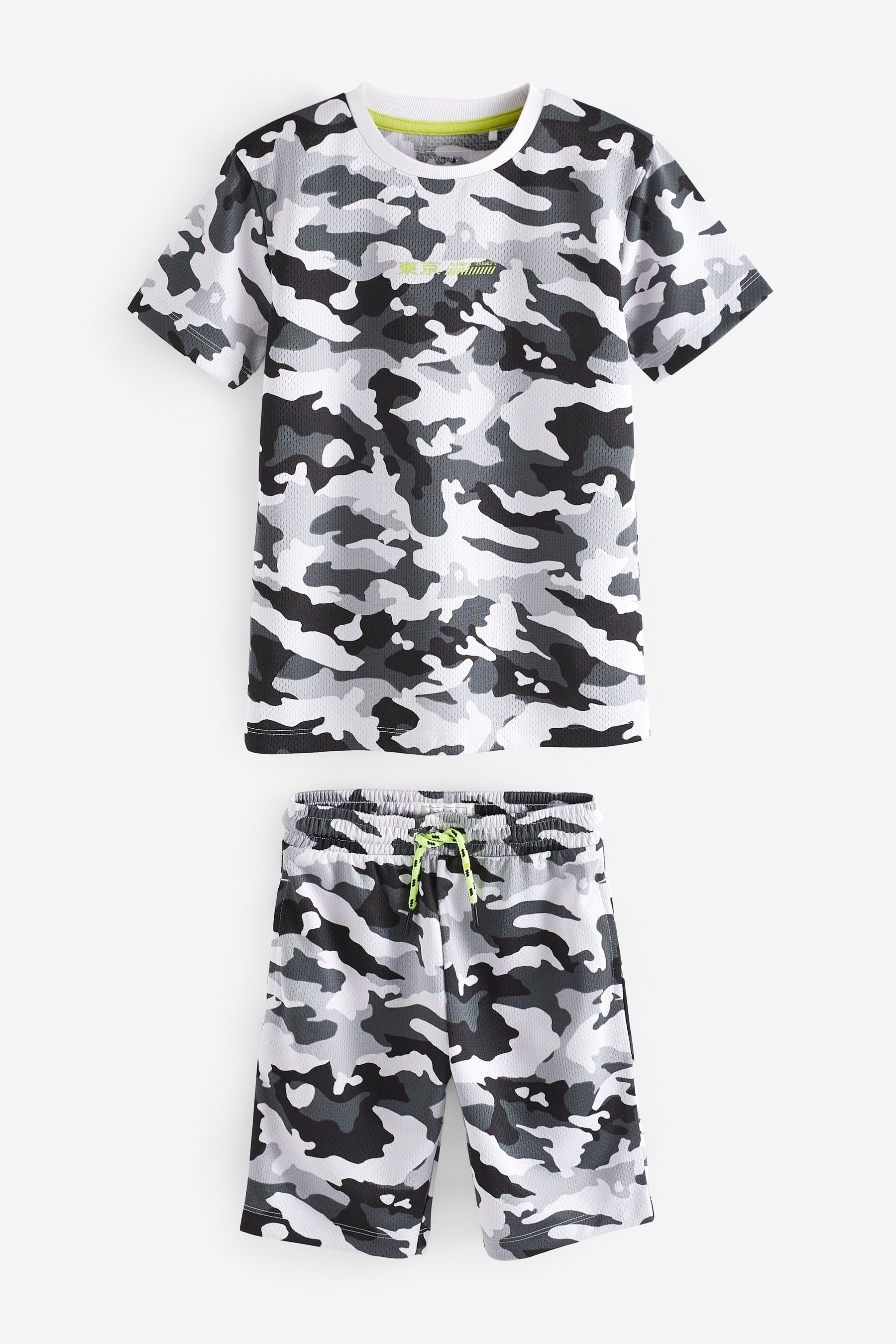 Mono Camouflage All Over Print T-Shirt And Shorts Set (3-16yrs)