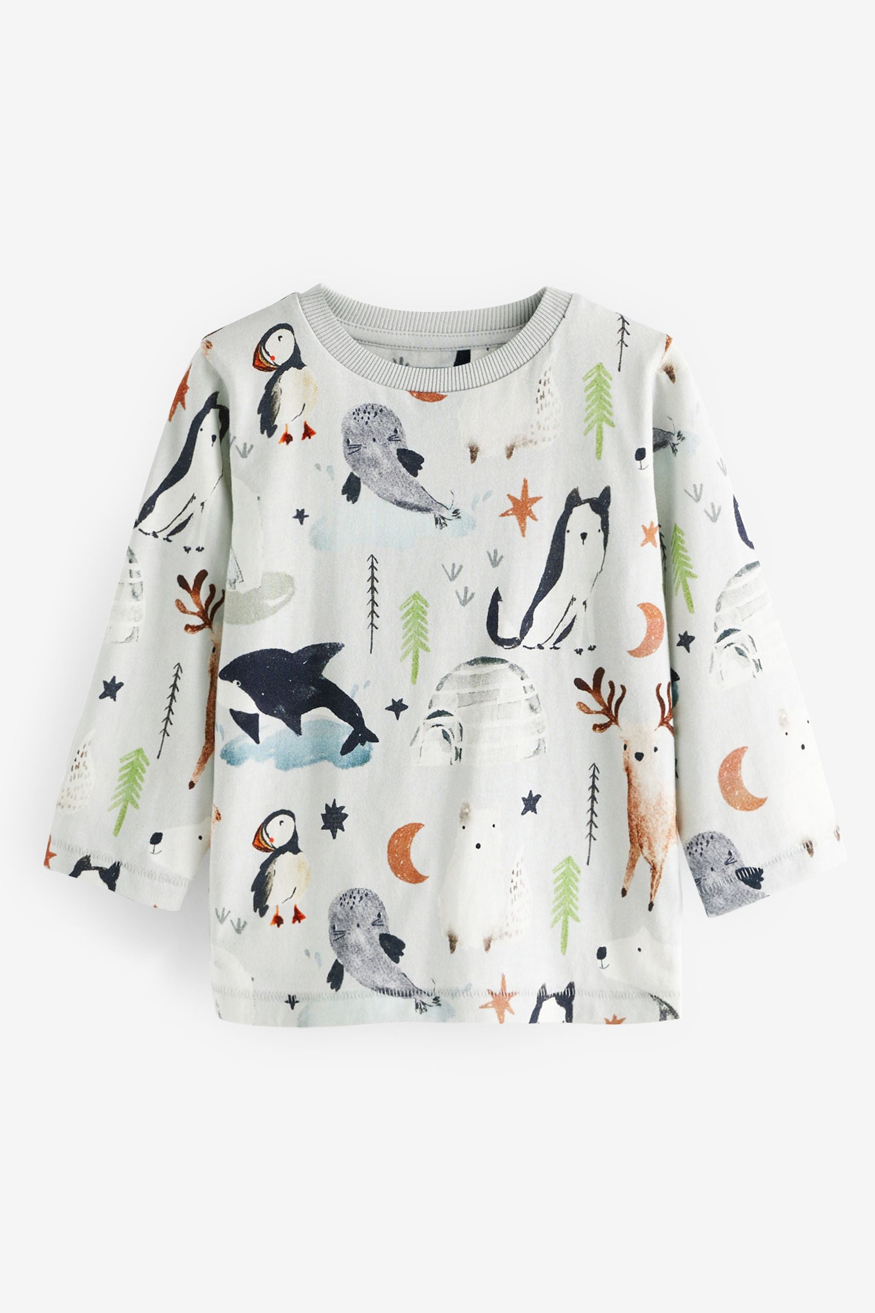 Pale Blue Animals All-Over Printed Long Sleeve T-Shirt (3mths-4yrs)