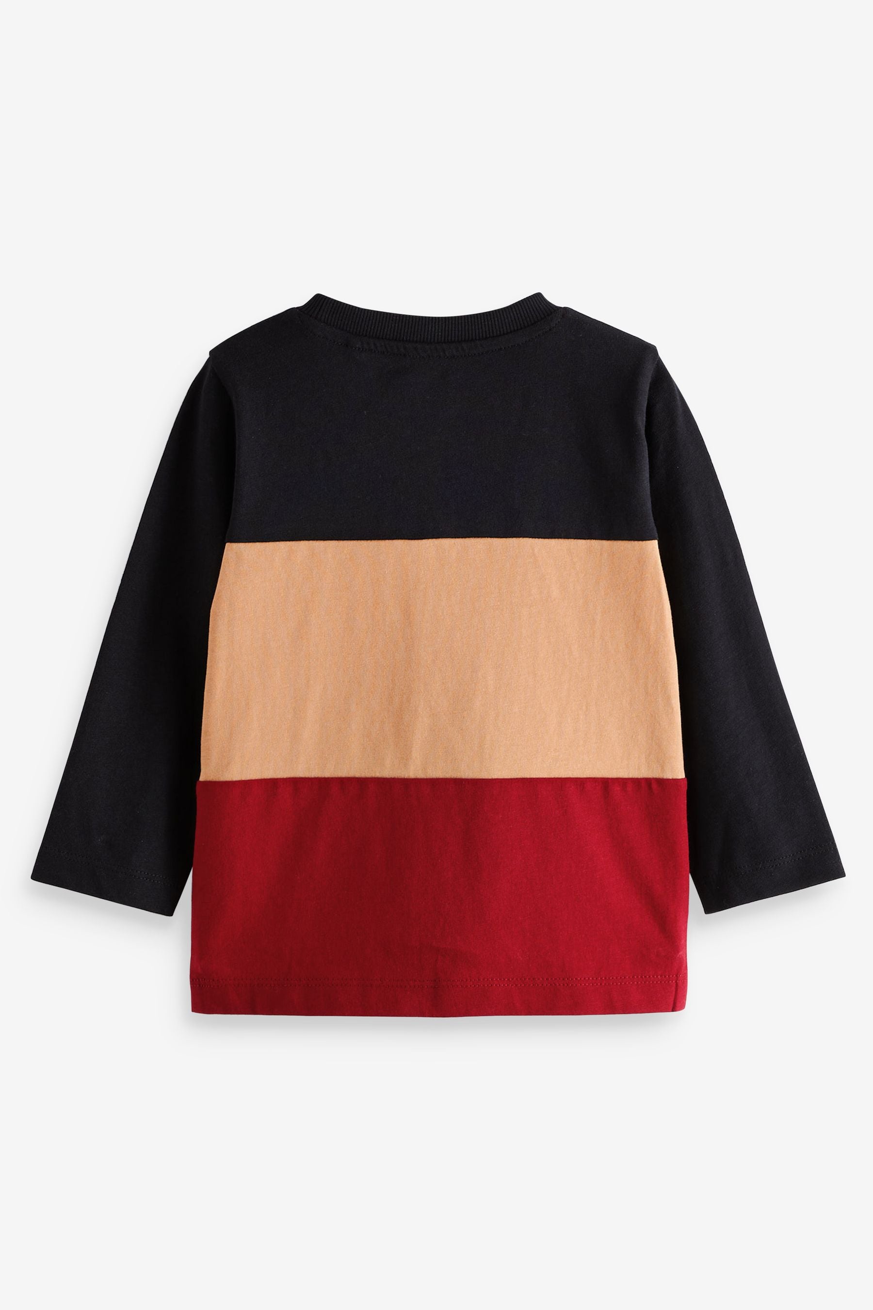 Black/Tan/Red Long Sleeve Colourblock T-Shirt (3mths-7yrs)