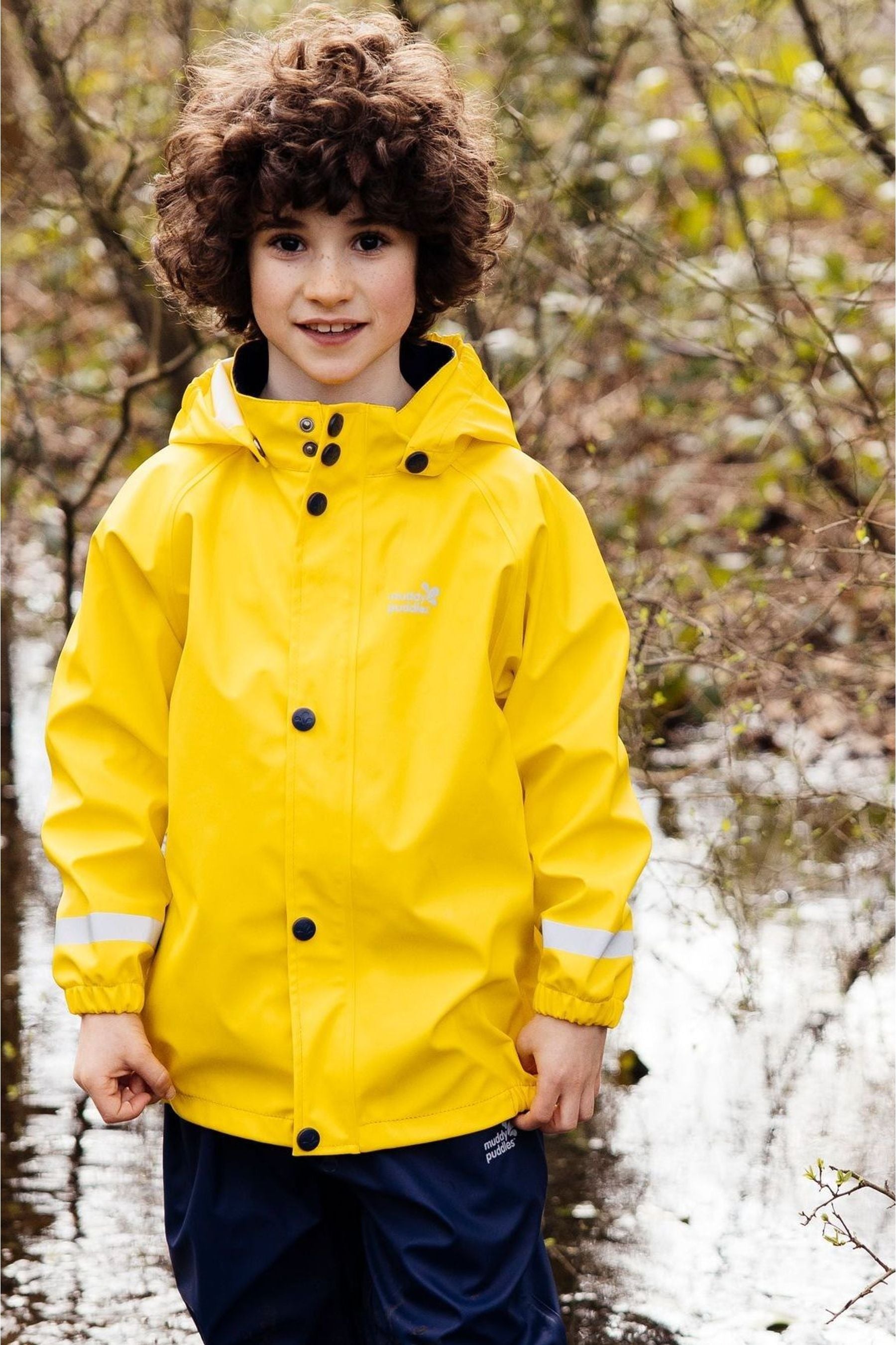 Yellow Muddy Puddles Recycled Rainy Day Waterproof Jacket