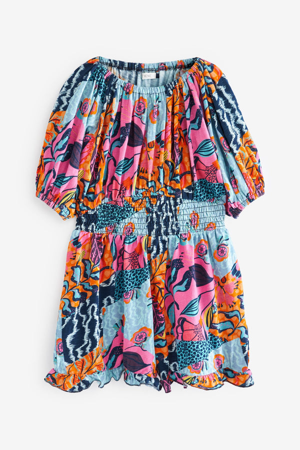 Multi Mix Print Shirred Playsuit (3-16yrs)